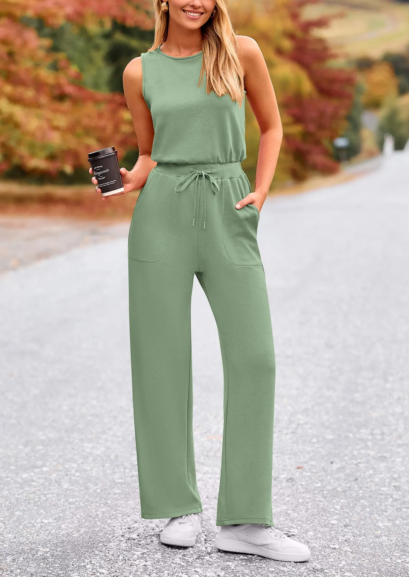 PRETTYGARDEN Womens Jumpsuits Summer Casual One Piece Outfits Sleeveless Wide Leg Long Pants Rompers - Image 74