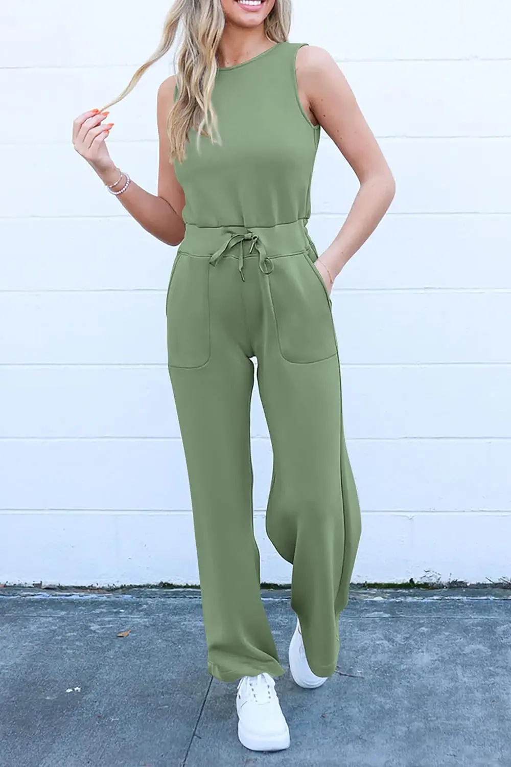 PRETTYGARDEN Womens Jumpsuits Summer Casual One Piece Outfits Sleeveless Wide Leg Long Pants Rompers - Image 77