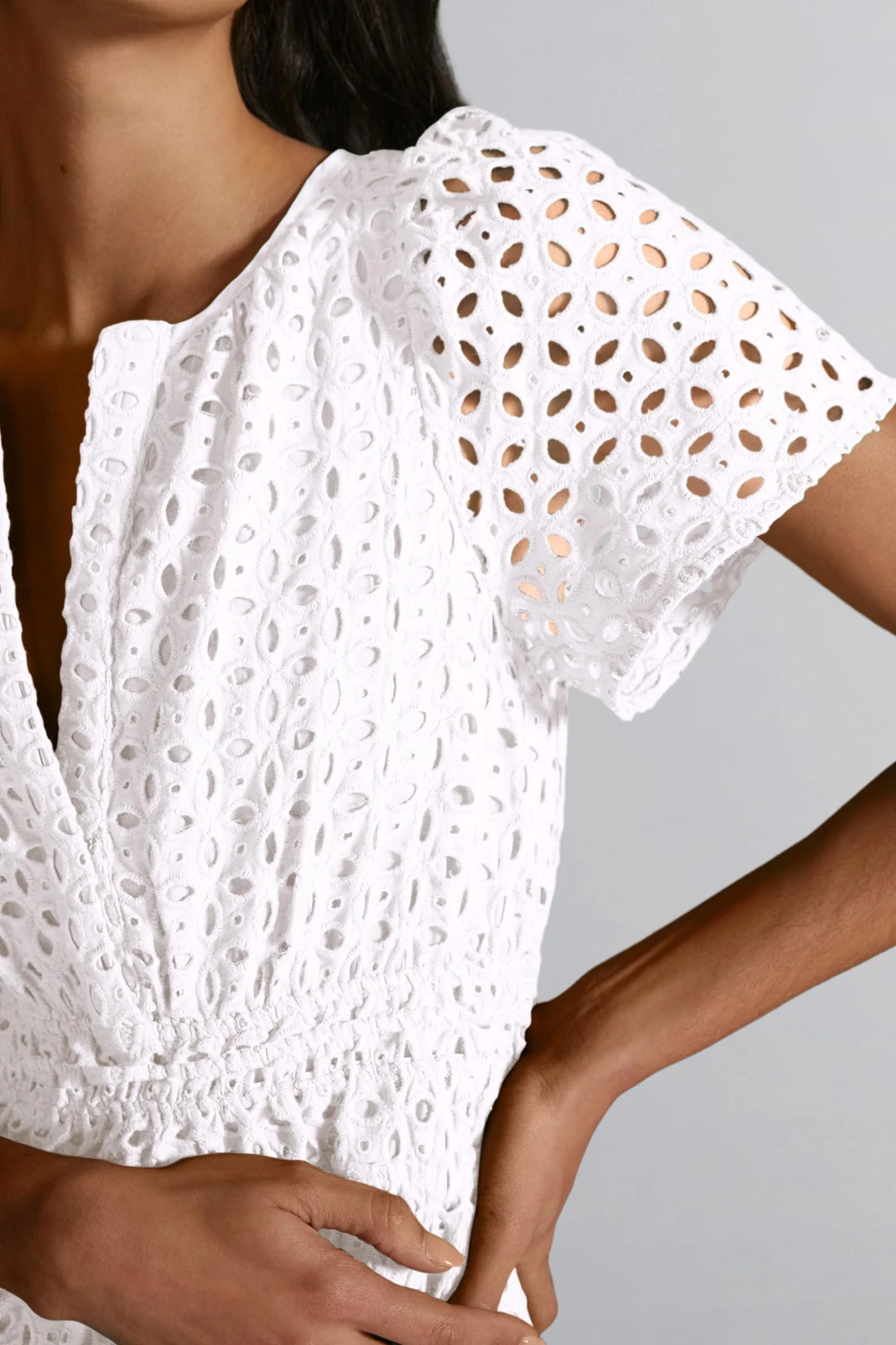 PRETTYGARDEN Women Summer Short Dress V Neck Short Sleeve A Line Hollow Out Lace Ruffle Cute Casual Beach Party Dresses - Image 28