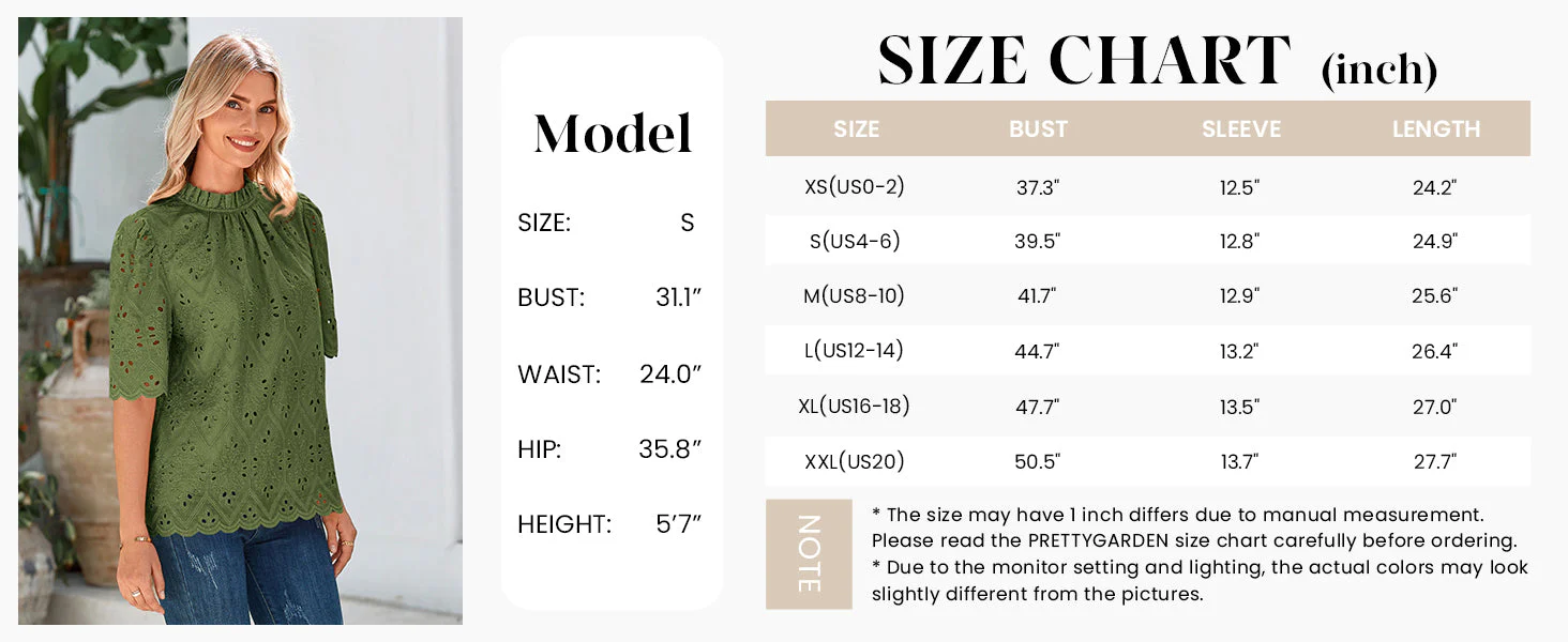 PRETTYGARDEN Womens Summer Tops Trendy Short Sleeve Eyelet Embroidered Dressy Casual Blouse Shirts - Image 13