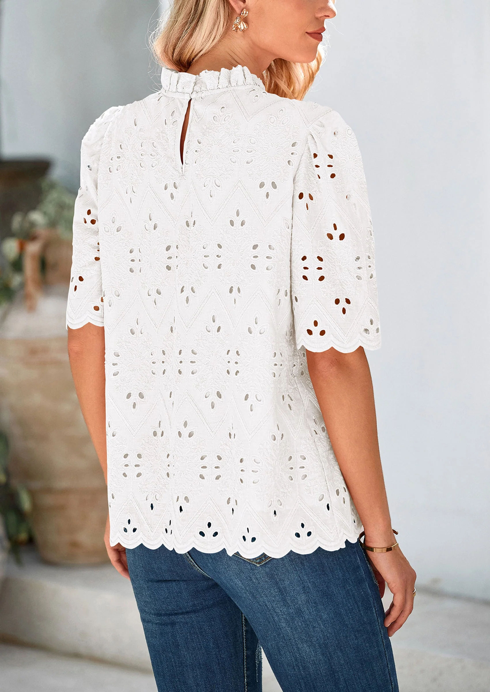 PRETTYGARDEN Womens Summer Tops Trendy Short Sleeve Eyelet Embroidered Dressy Casual Blouse Shirts - Image 45