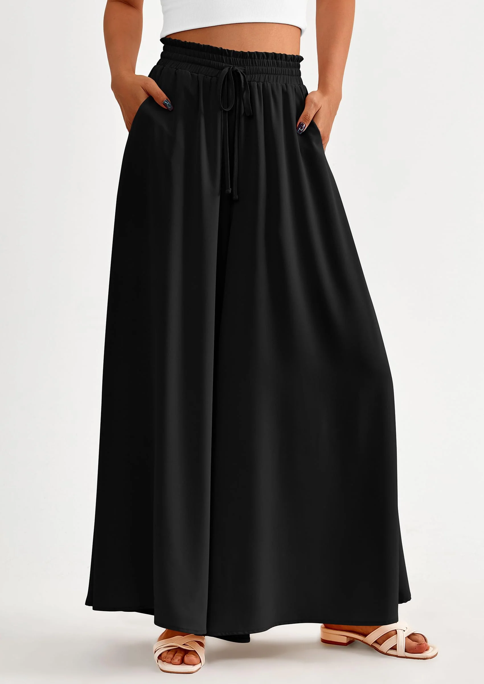 PRETTYGARDEN Women's Summer Wide Leg Palazzo Pants High Waisted Flowy Pockets Trendy Casual Lounge Boho Beach Trousers - Image 10