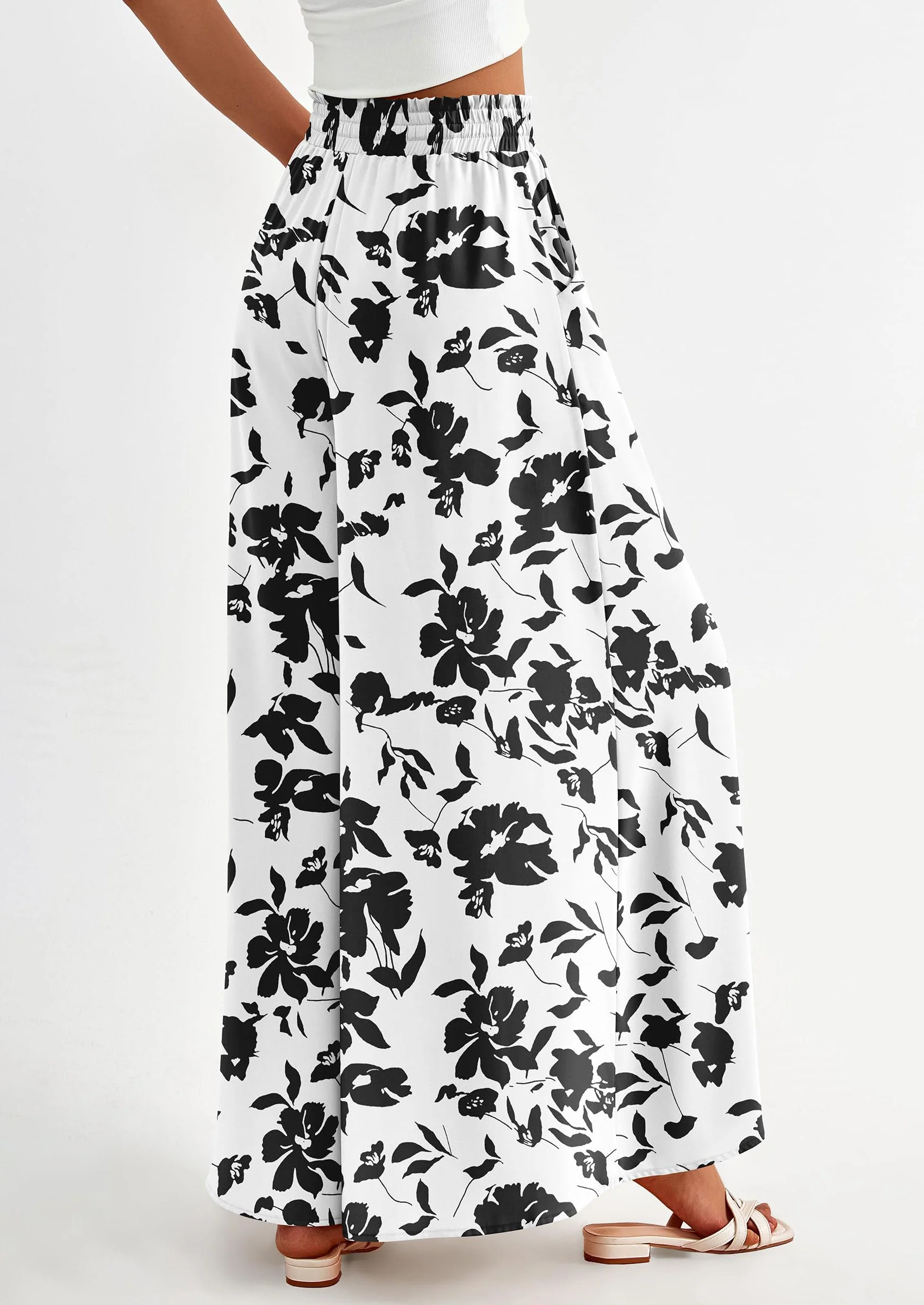 PRETTYGARDEN Women's Summer Wide Leg Palazzo Pants High Waisted Flowy Pockets Trendy Casual Lounge Boho Beach Trousers - Image 17