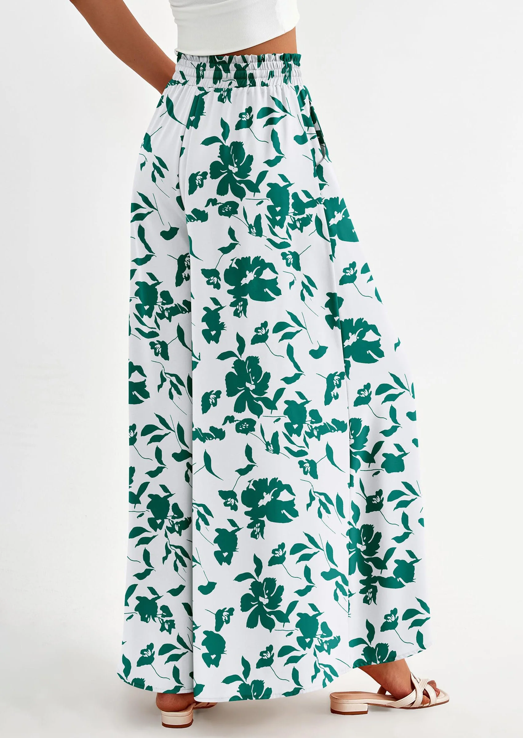 PRETTYGARDEN Women's Summer Wide Leg Palazzo Pants High Waisted Flowy Pockets Trendy Casual Lounge Boho Beach Trousers - Image 24