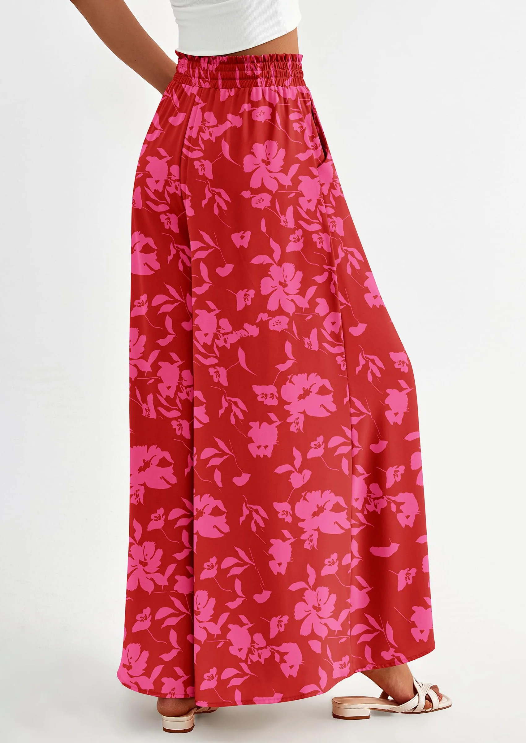 PRETTYGARDEN Women's Summer Wide Leg Palazzo Pants High Waisted Flowy Pockets Trendy Casual Lounge Boho Beach Trousers - Image 29