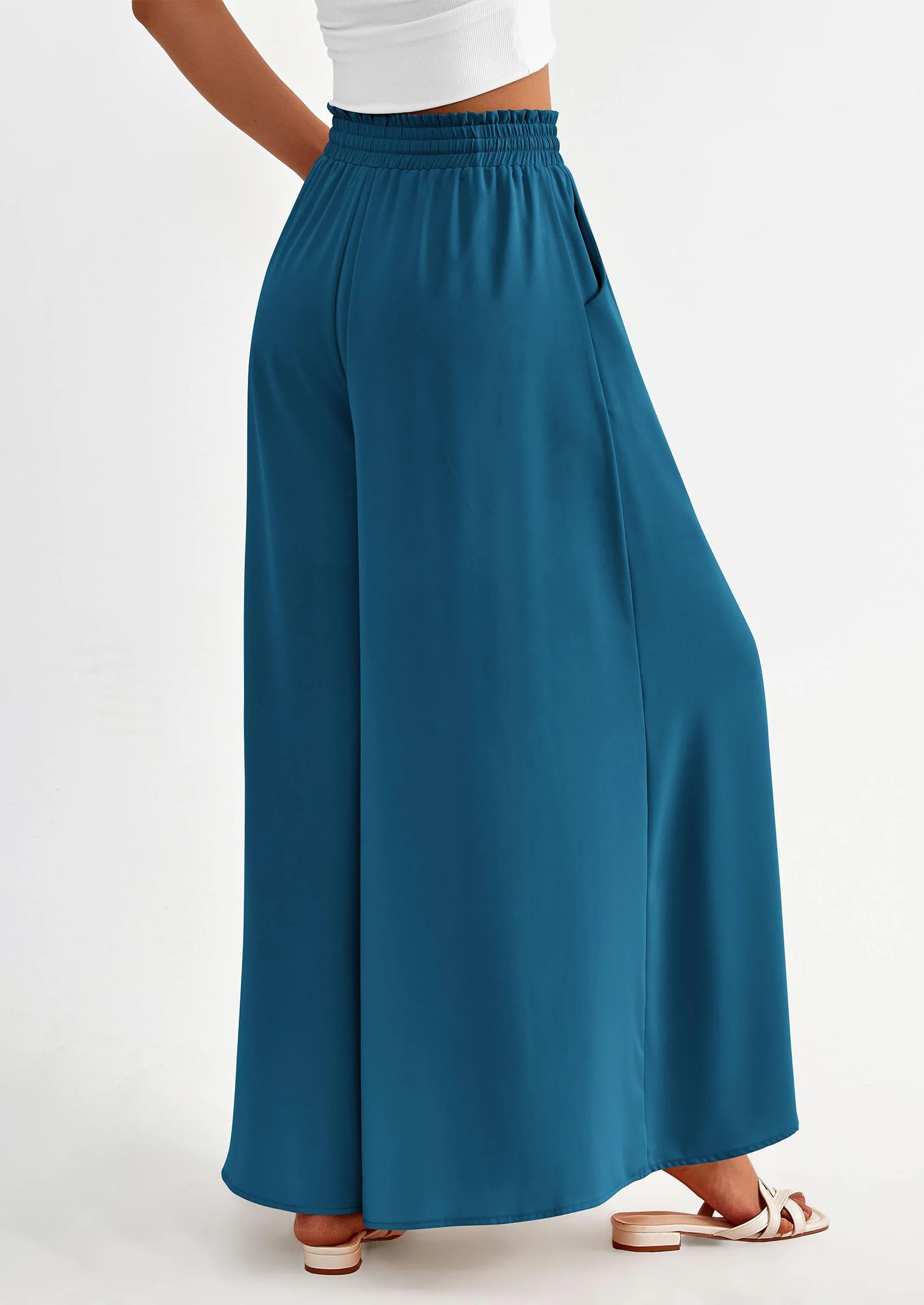 PRETTYGARDEN Women's Summer Wide Leg Palazzo Pants High Waisted Flowy Pockets Trendy Casual Lounge Boho Beach Trousers - Image 40