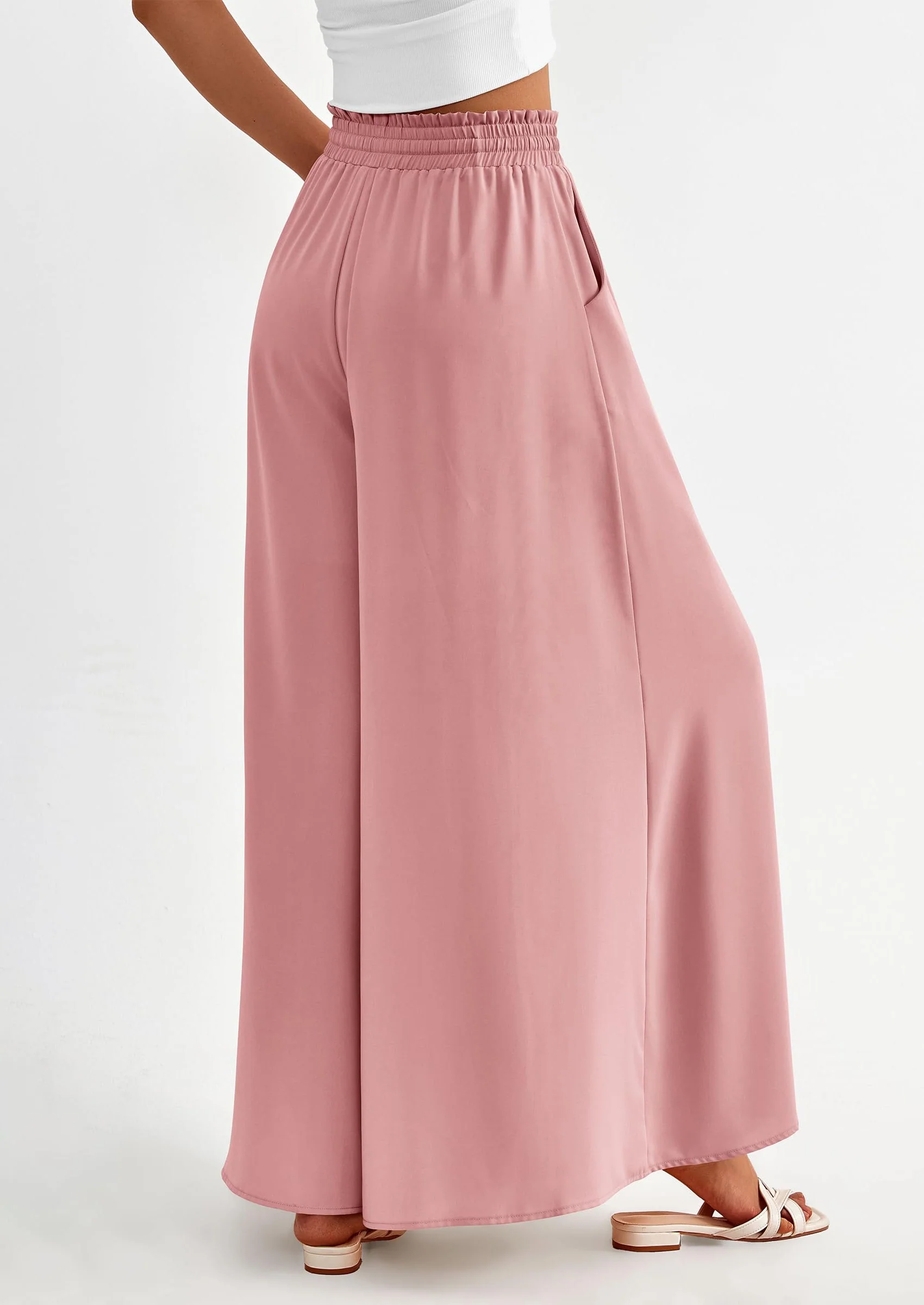 PRETTYGARDEN Women's Summer Wide Leg Palazzo Pants High Waisted Flowy Pockets Trendy Casual Lounge Boho Beach Trousers - Image 45