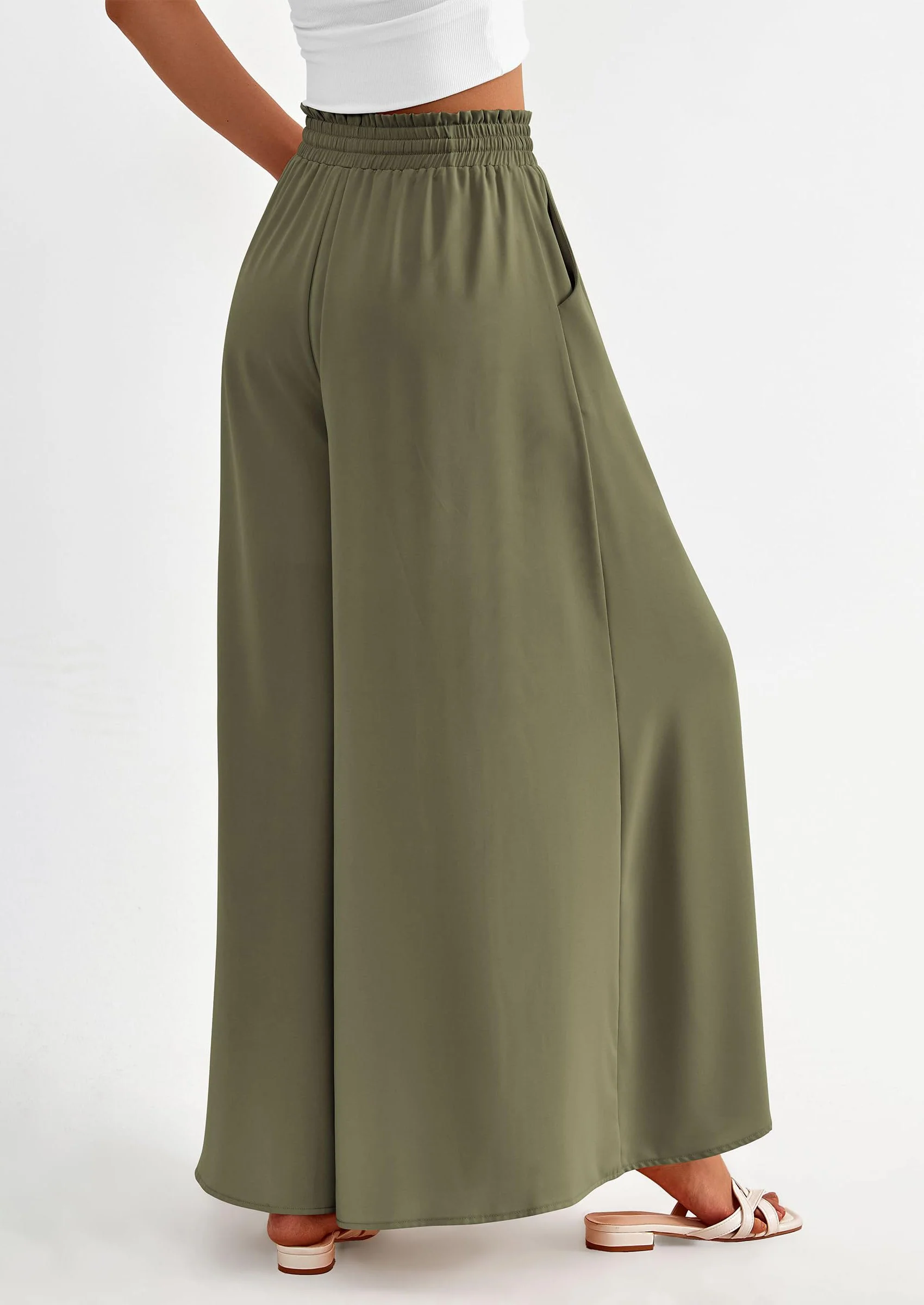 PRETTYGARDEN Women's Summer Wide Leg Palazzo Pants High Waisted Flowy Pockets Trendy Casual Lounge Boho Beach Trousers - Image 50