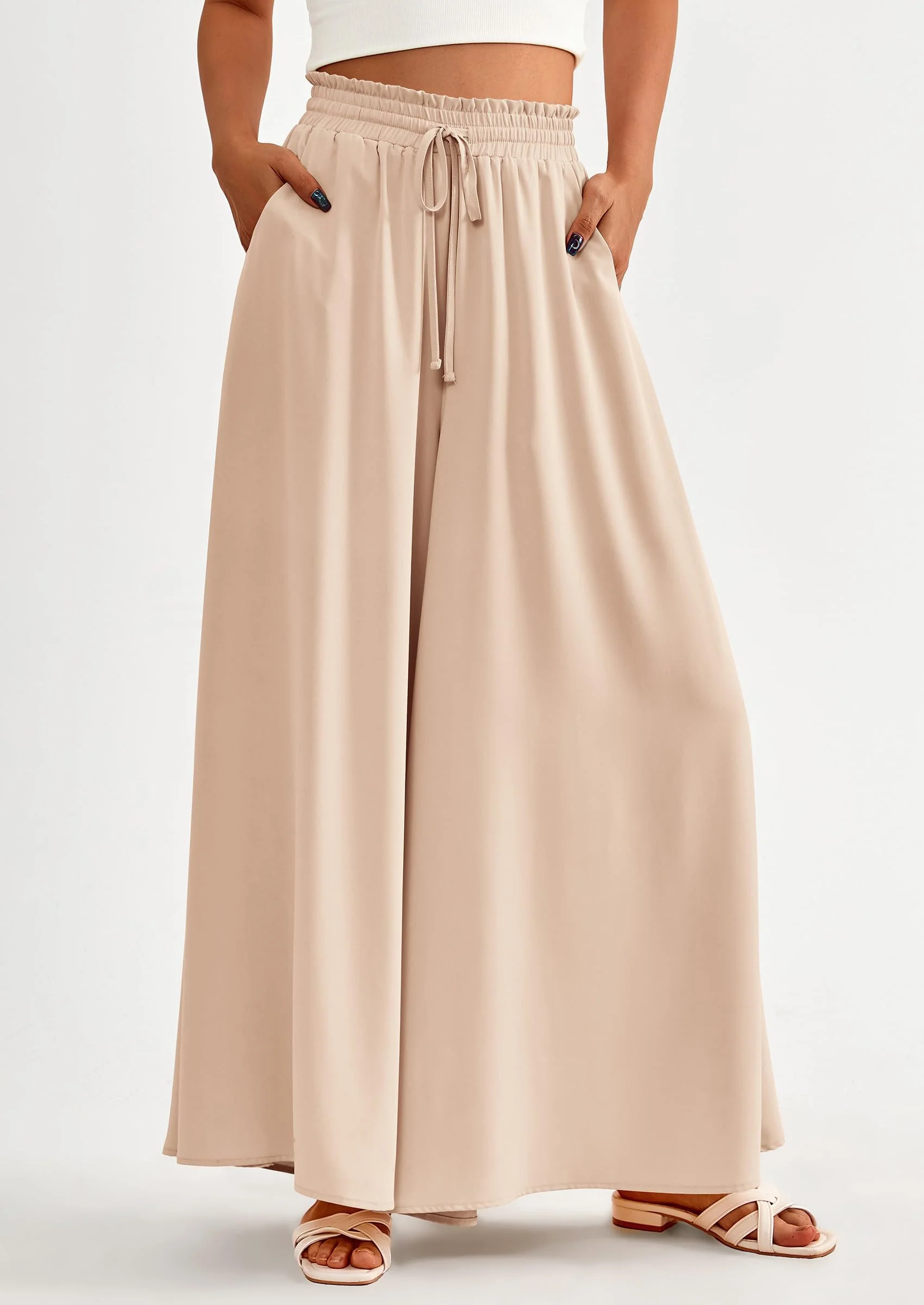 PRETTYGARDEN Women's Summer Wide Leg Palazzo Pants High Waisted Flowy Pockets Trendy Casual Lounge Boho Beach Trousers - Image 54