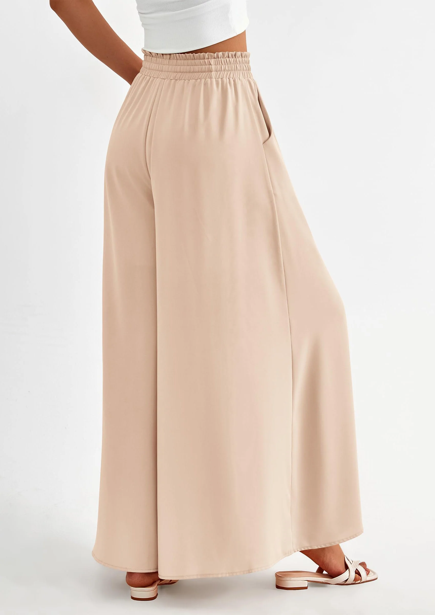 PRETTYGARDEN Women's Summer Wide Leg Palazzo Pants High Waisted Flowy Pockets Trendy Casual Lounge Boho Beach Trousers - Image 55