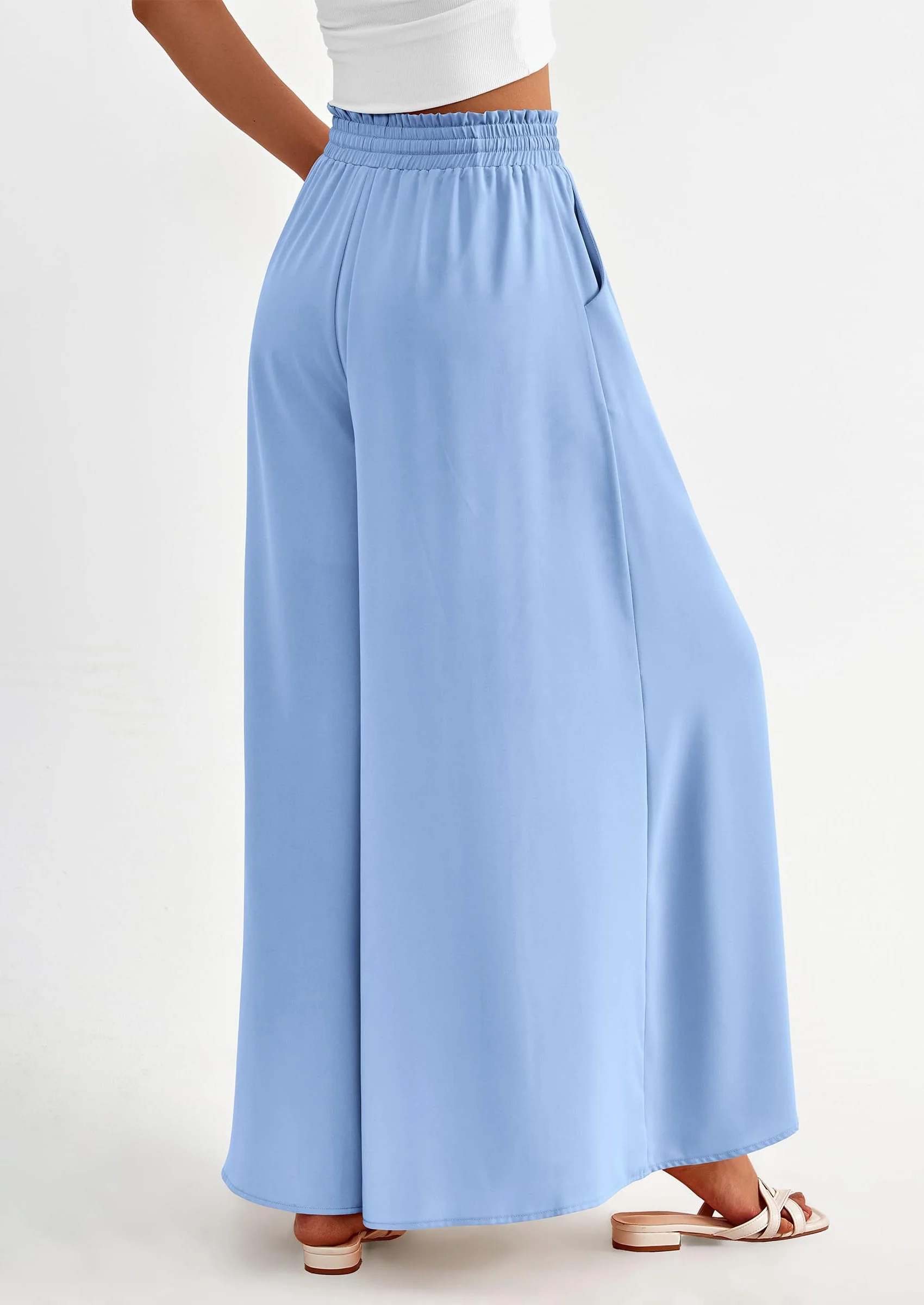 PRETTYGARDEN Women's Summer Wide Leg Palazzo Pants High Waisted Flowy Pockets Trendy Casual Lounge Boho Beach Trousers - Image 60