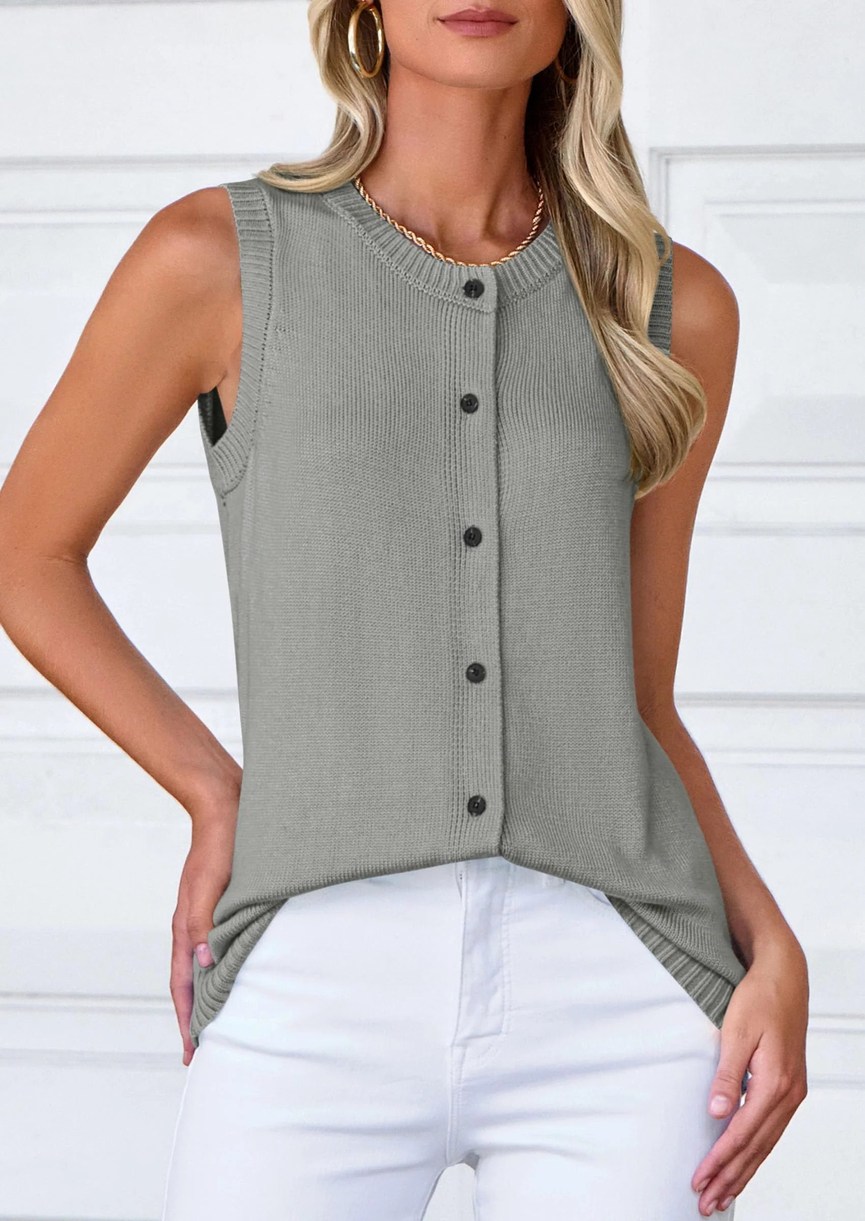 PRETTYGARDEN Sweater Vest Women Spring Summer Casual Lightweight Knit Sleeveless Button Down Tank Tops Trendy Clothes - Image 15