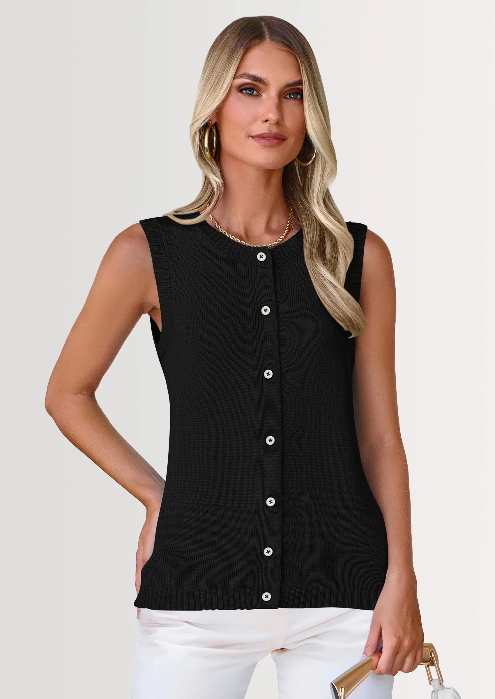 PRETTYGARDEN Sweater Vest Women Spring Summer Casual Lightweight Knit Sleeveless Button Down Tank Tops Trendy Clothes - Image 18