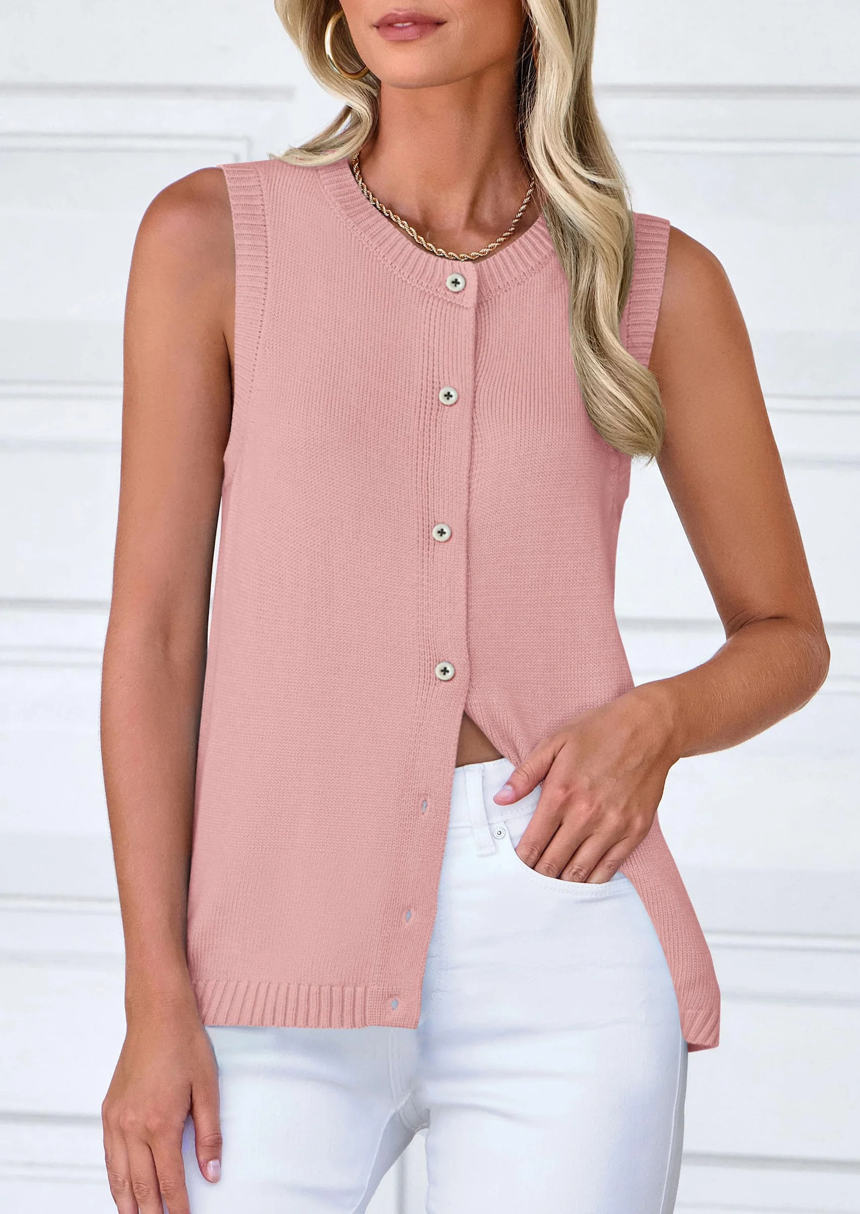 PRETTYGARDEN Sweater Vest Women Spring Summer Casual Lightweight Knit Sleeveless Button Down Tank Tops Trendy Clothes - Image 28