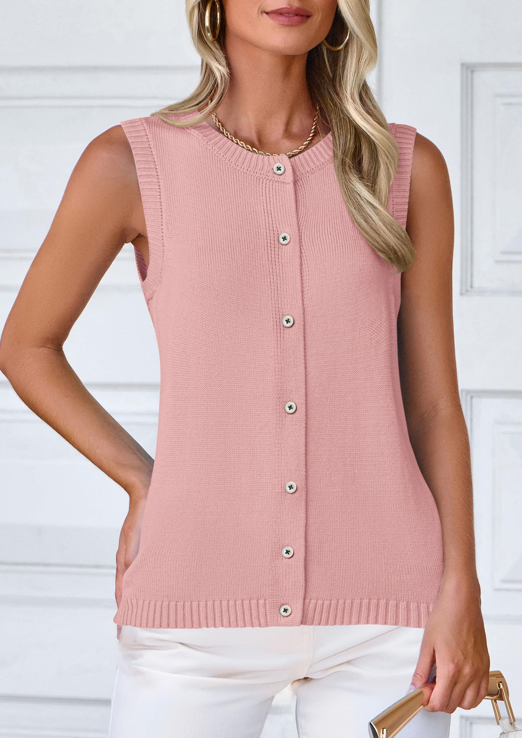 PRETTYGARDEN Sweater Vest Women Spring Summer Casual Lightweight Knit Sleeveless Button Down Tank Tops Trendy Clothes - Image 31