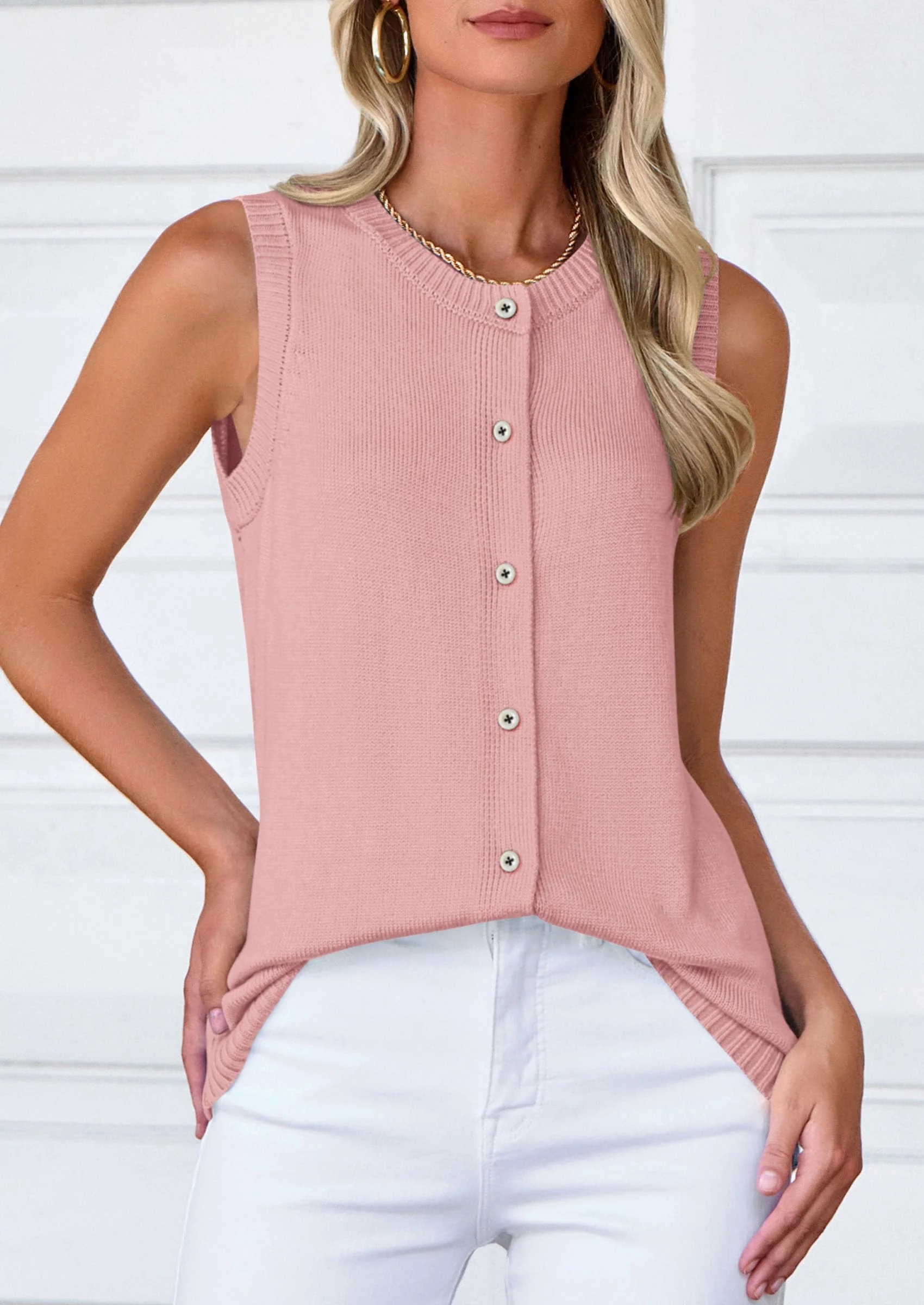 PRETTYGARDEN Sweater Vest Women Spring Summer Casual Lightweight Knit Sleeveless Button Down Tank Tops Trendy Clothes - Image 32
