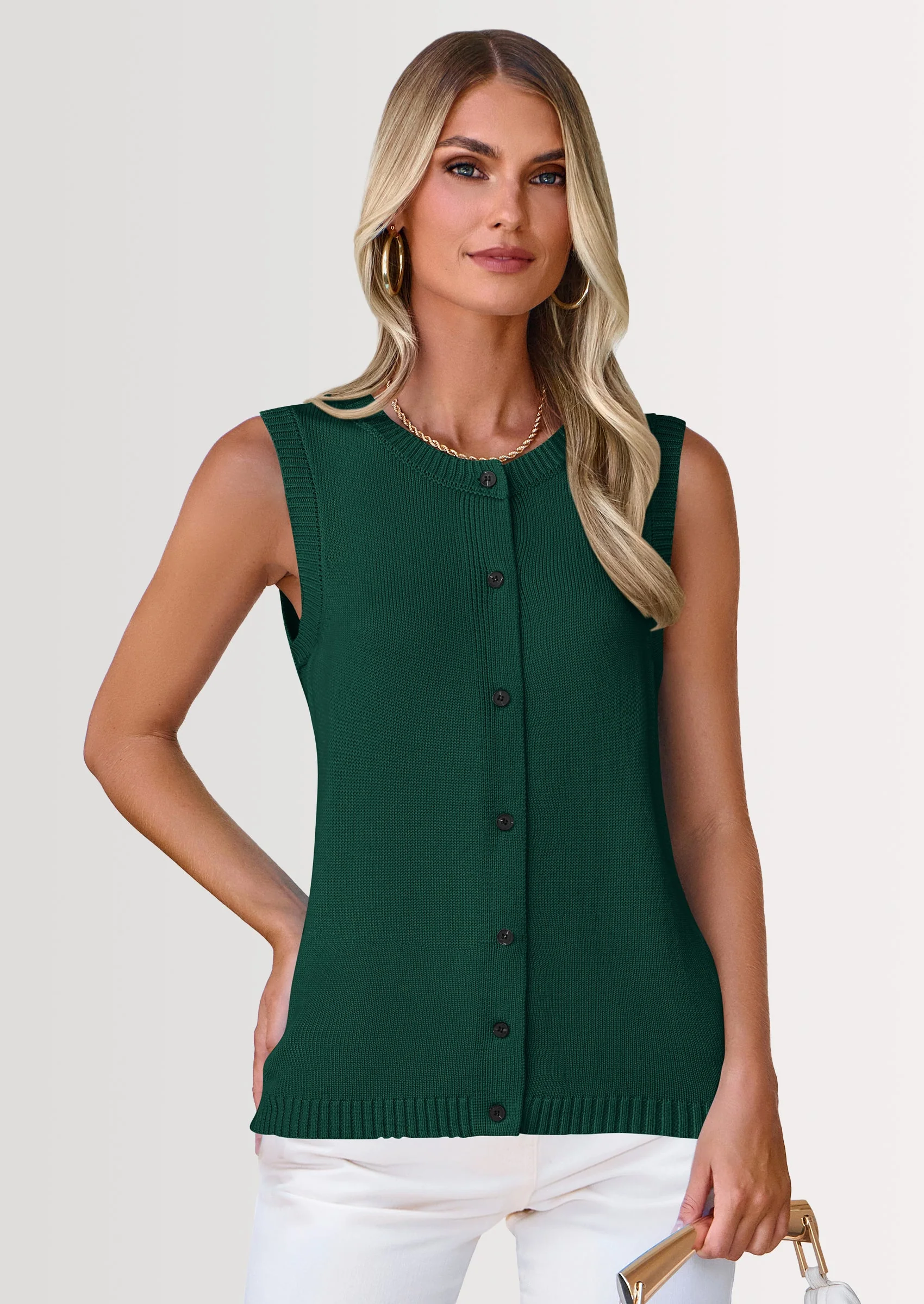 PRETTYGARDEN Sweater Vest Women Spring Summer Casual Lightweight Knit Sleeveless Button Down Tank Tops Trendy Clothes - Image 34