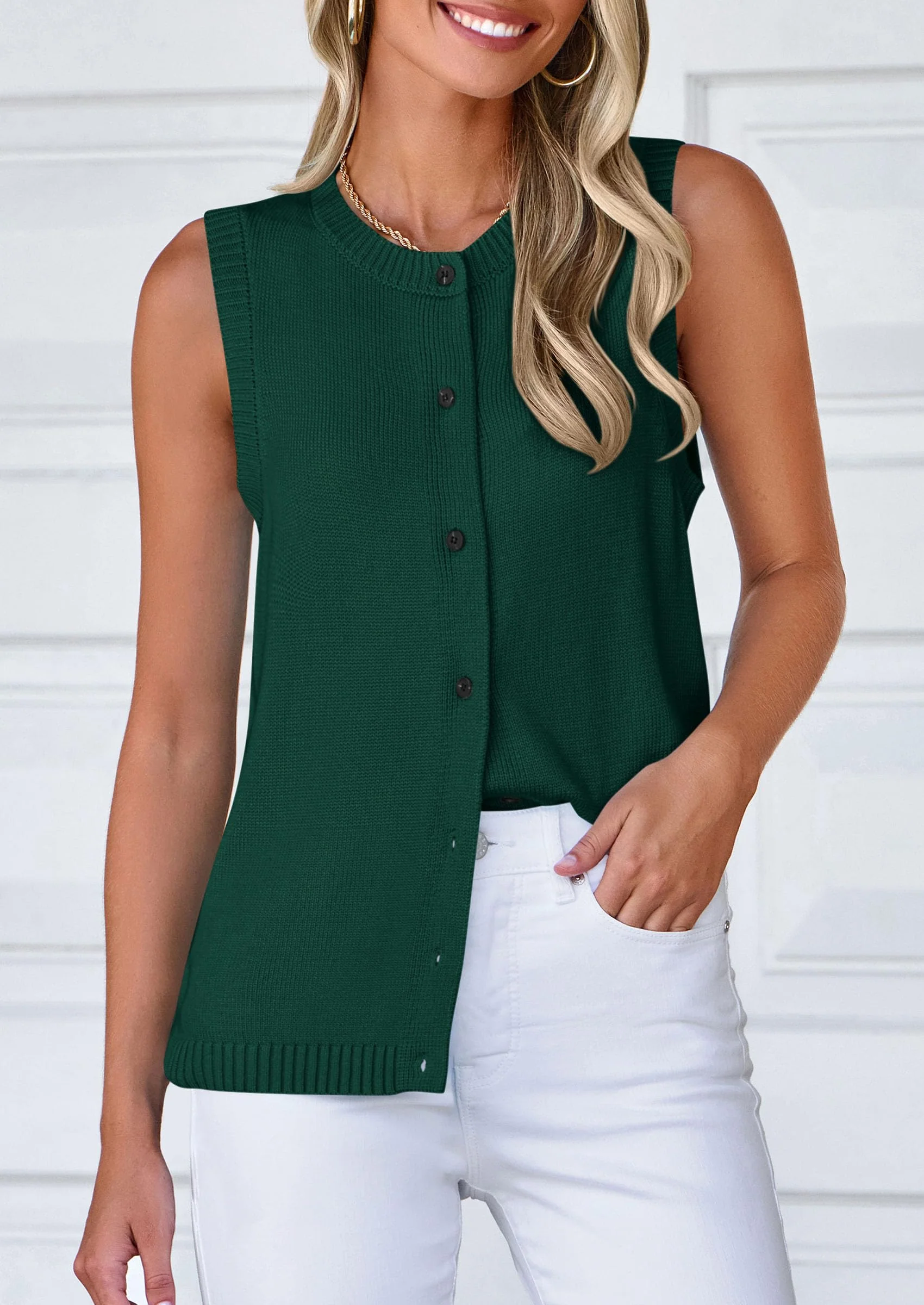 PRETTYGARDEN Sweater Vest Women Spring Summer Casual Lightweight Knit Sleeveless Button Down Tank Tops Trendy Clothes - Image 36