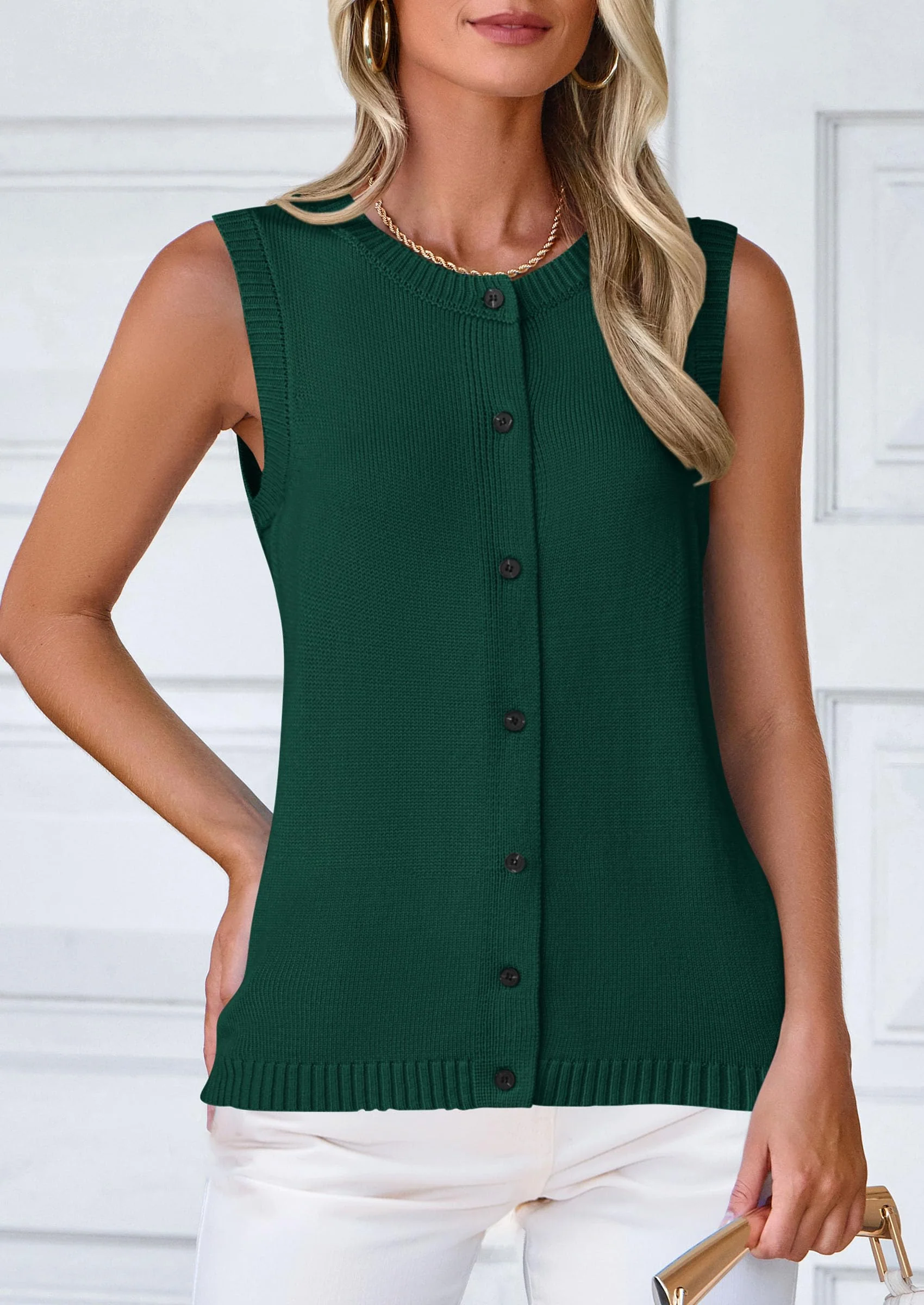 PRETTYGARDEN Sweater Vest Women Spring Summer Casual Lightweight Knit Sleeveless Button Down Tank Tops Trendy Clothes - Image 38