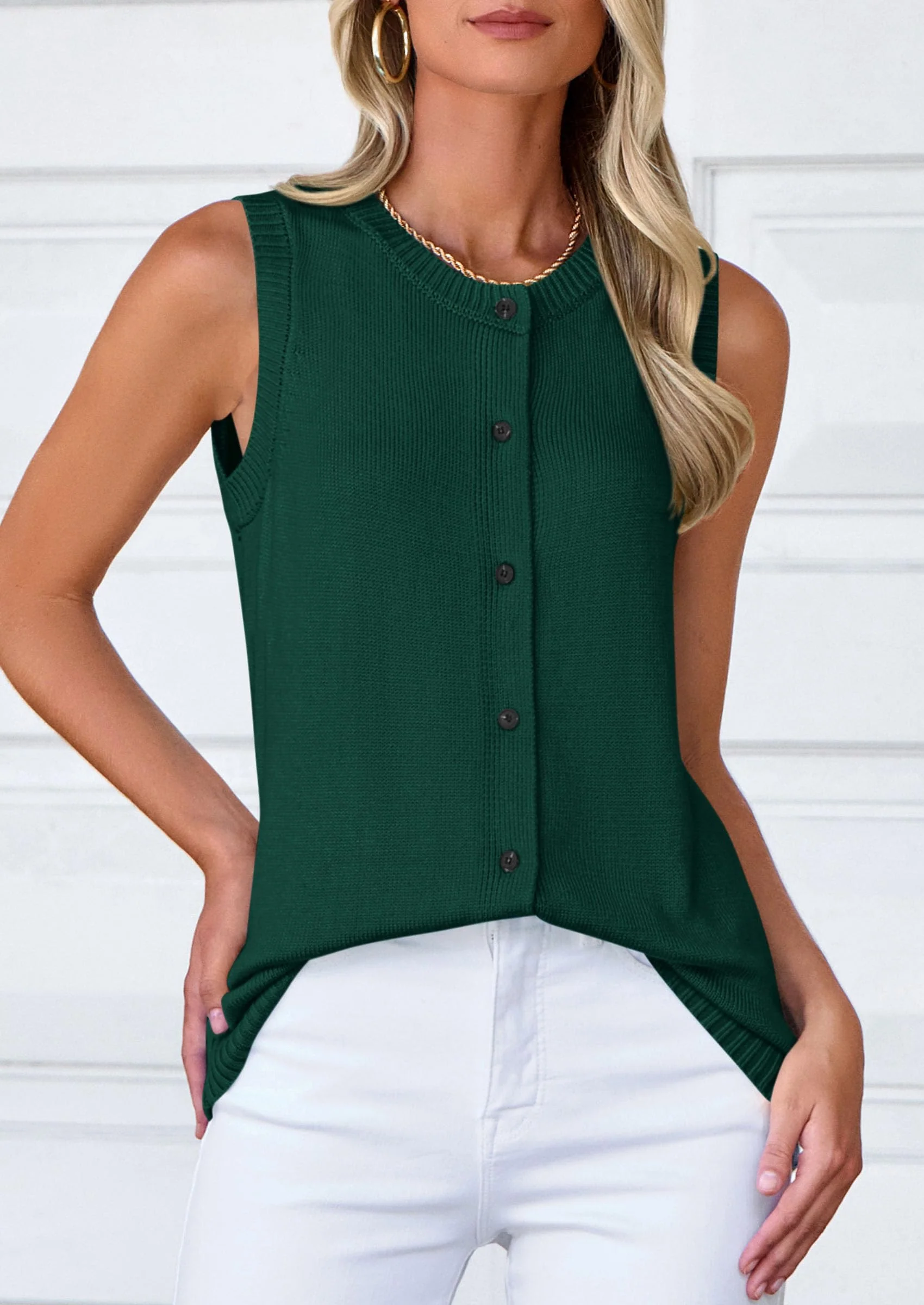 PRETTYGARDEN Sweater Vest Women Spring Summer Casual Lightweight Knit Sleeveless Button Down Tank Tops Trendy Clothes - Image 39