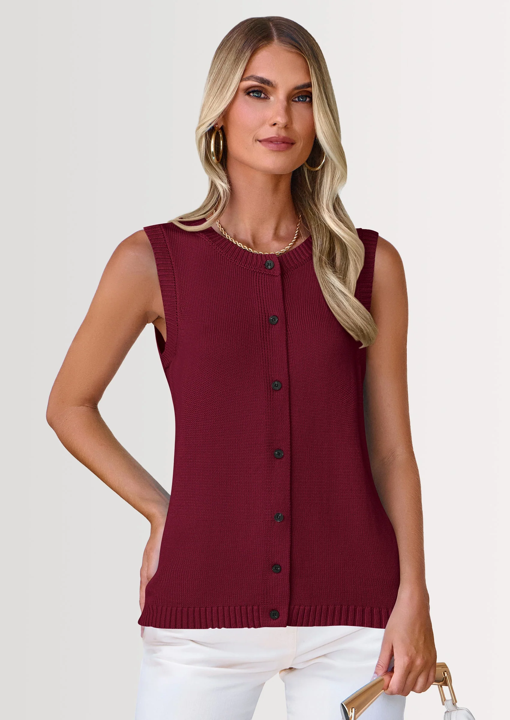 PRETTYGARDEN Sweater Vest Women Spring Summer Casual Lightweight Knit Sleeveless Button Down Tank Tops Trendy Clothes - Image 41