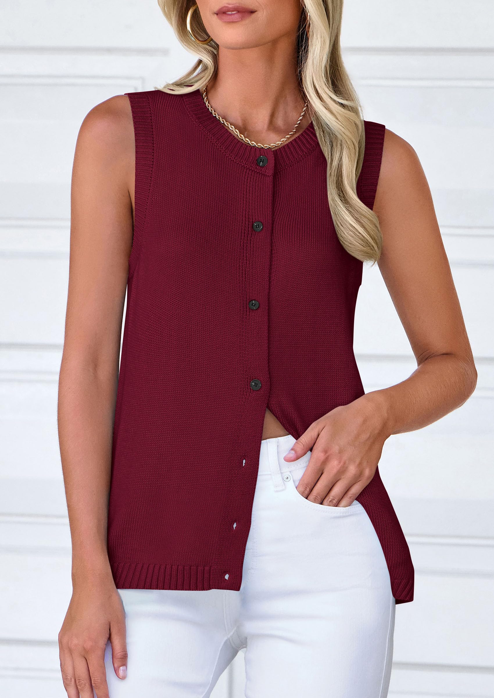 PRETTYGARDEN Sweater Vest Women Spring Summer Casual Lightweight Knit Sleeveless Button Down Tank Tops Trendy Clothes - Image 43