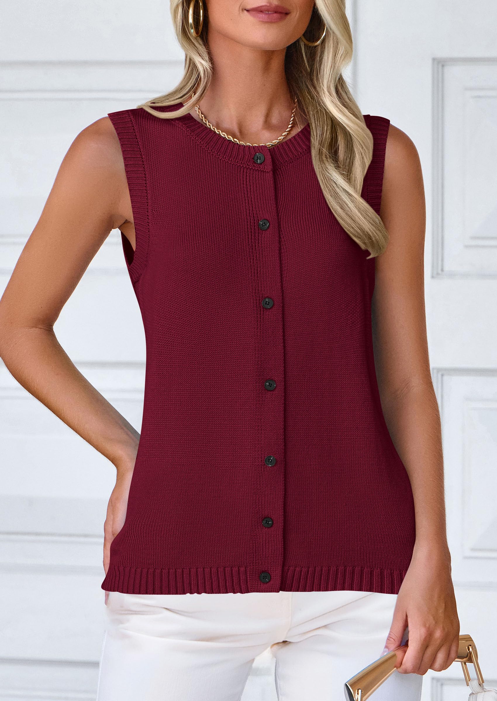 PRETTYGARDEN Sweater Vest Women Spring Summer Casual Lightweight Knit Sleeveless Button Down Tank Tops Trendy Clothes - Image 46