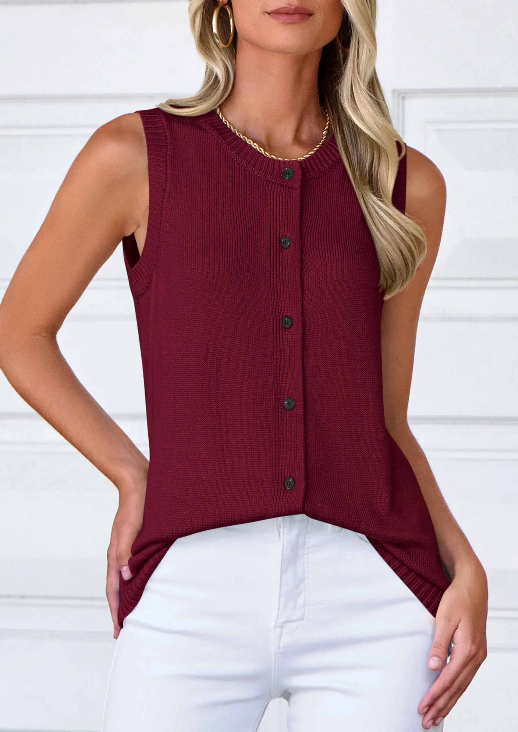 PRETTYGARDEN Sweater Vest Women Spring Summer Casual Lightweight Knit Sleeveless Button Down Tank Tops Trendy Clothes - Image 47