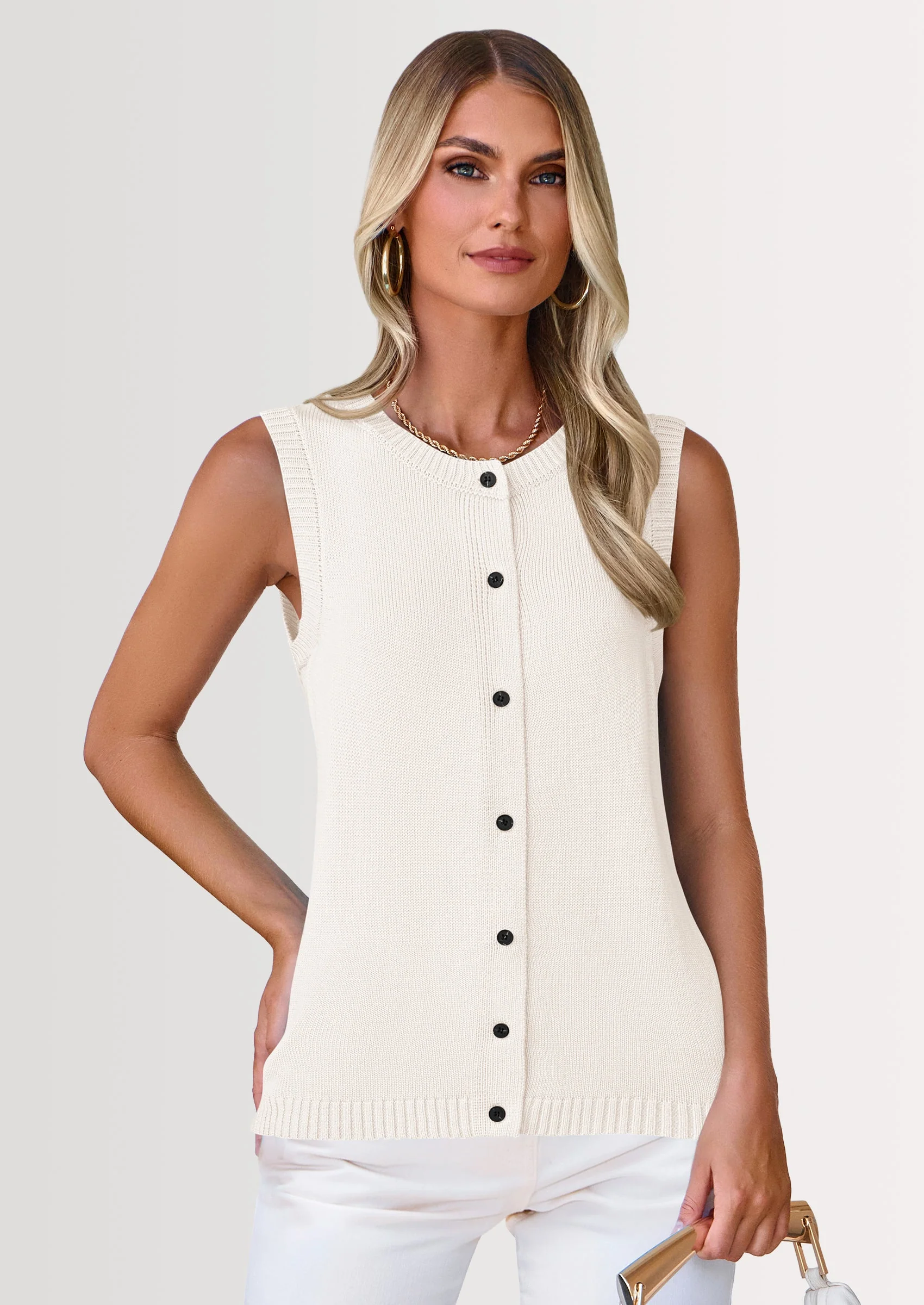 PRETTYGARDEN Sweater Vest Women Spring Summer Casual Lightweight Knit Sleeveless Button Down Tank Tops Trendy Clothes - Image 57