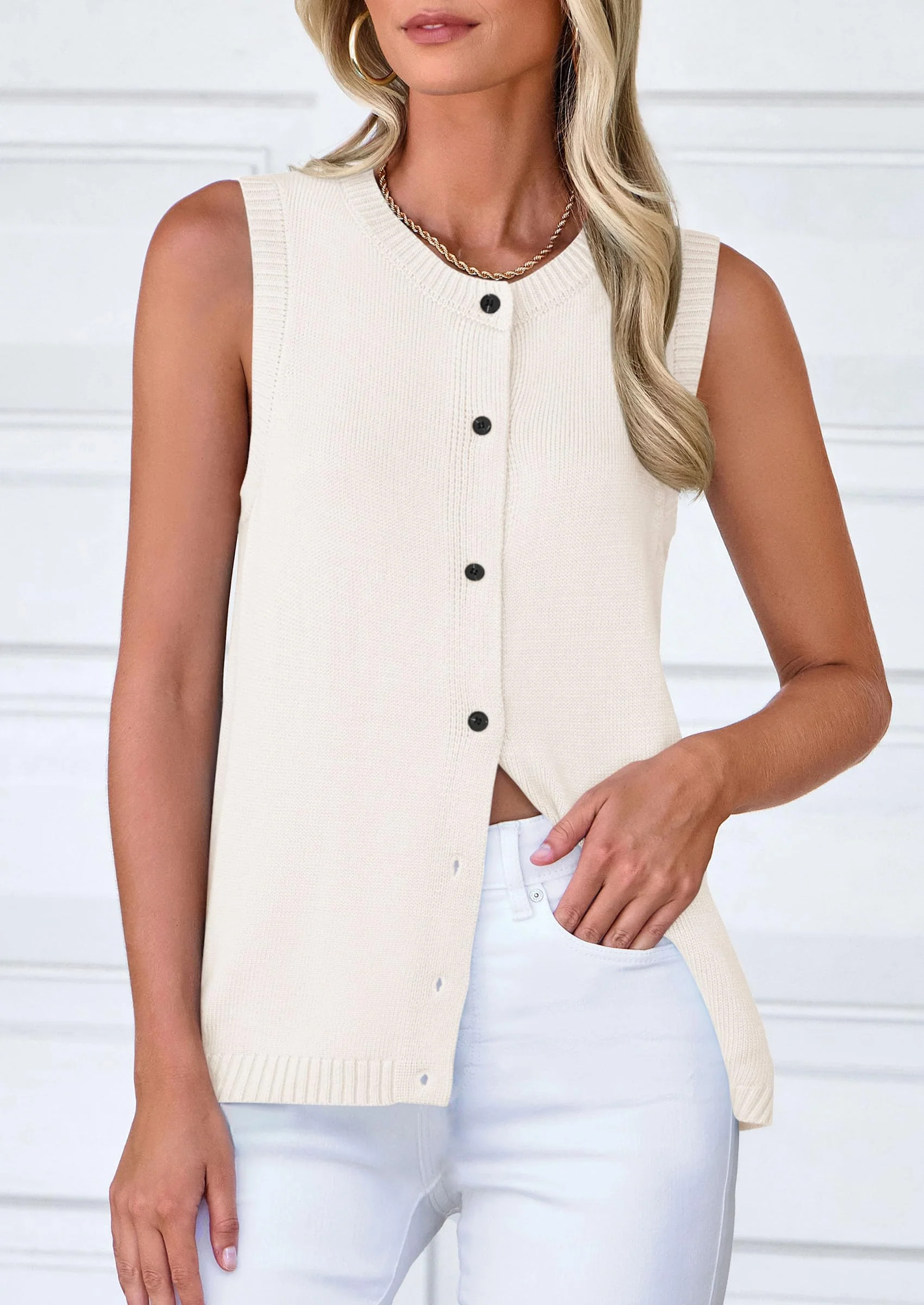 PRETTYGARDEN Sweater Vest Women Spring Summer Casual Lightweight Knit Sleeveless Button Down Tank Tops Trendy Clothes - Image 58