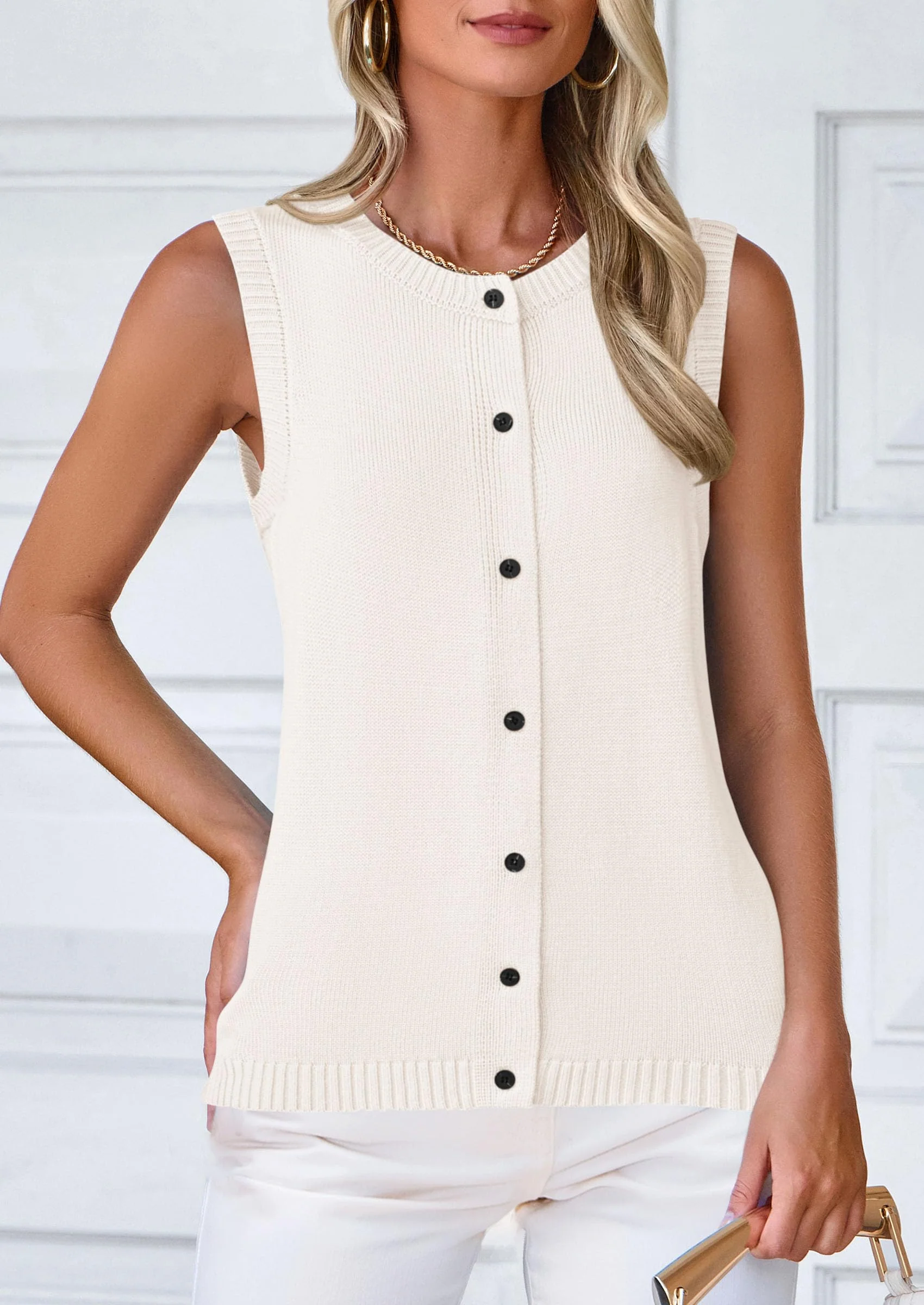PRETTYGARDEN Sweater Vest Women Spring Summer Casual Lightweight Knit Sleeveless Button Down Tank Tops Trendy Clothes - Image 62
