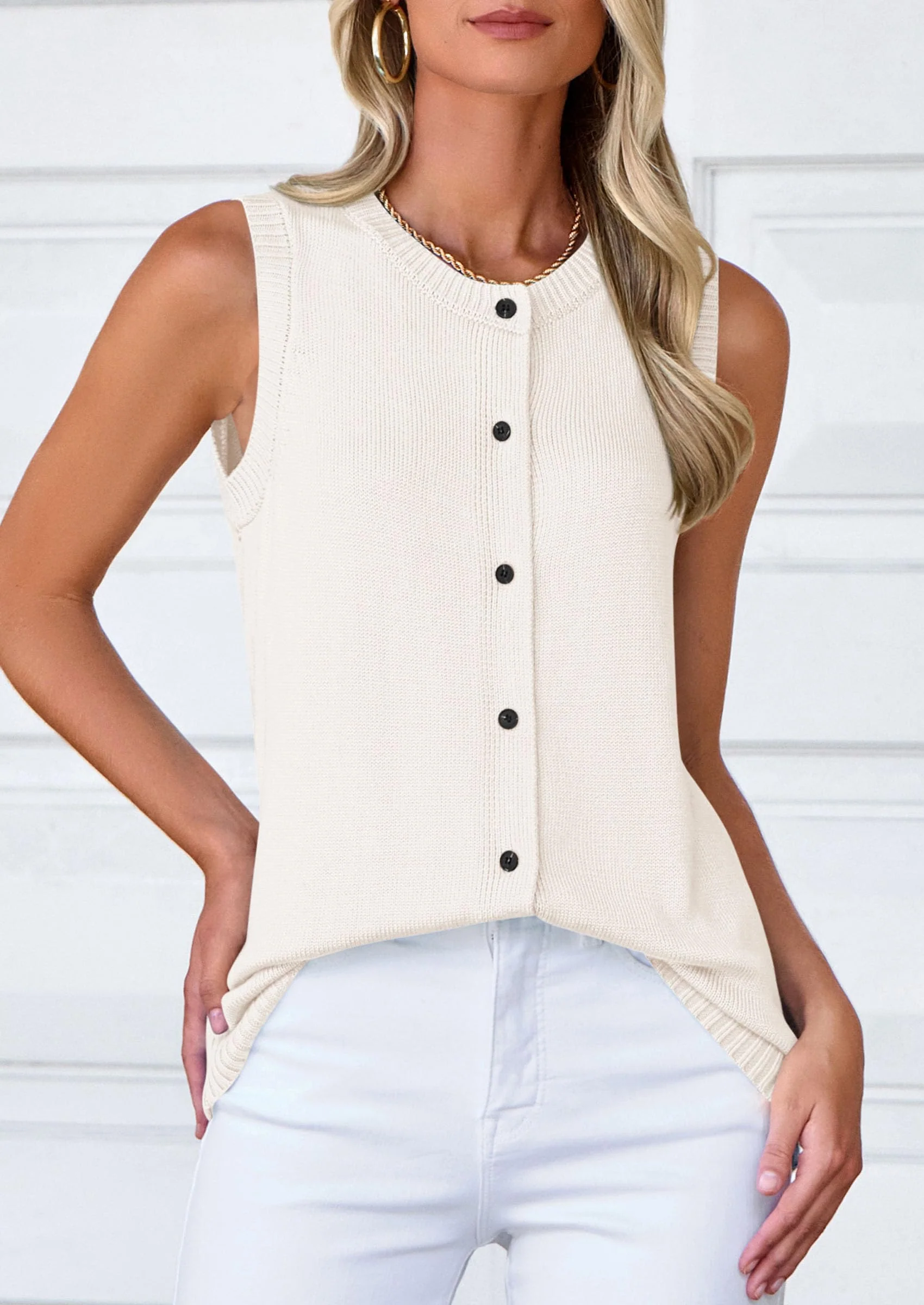 PRETTYGARDEN Sweater Vest Women Spring Summer Casual Lightweight Knit Sleeveless Button Down Tank Tops Trendy Clothes - Image 63