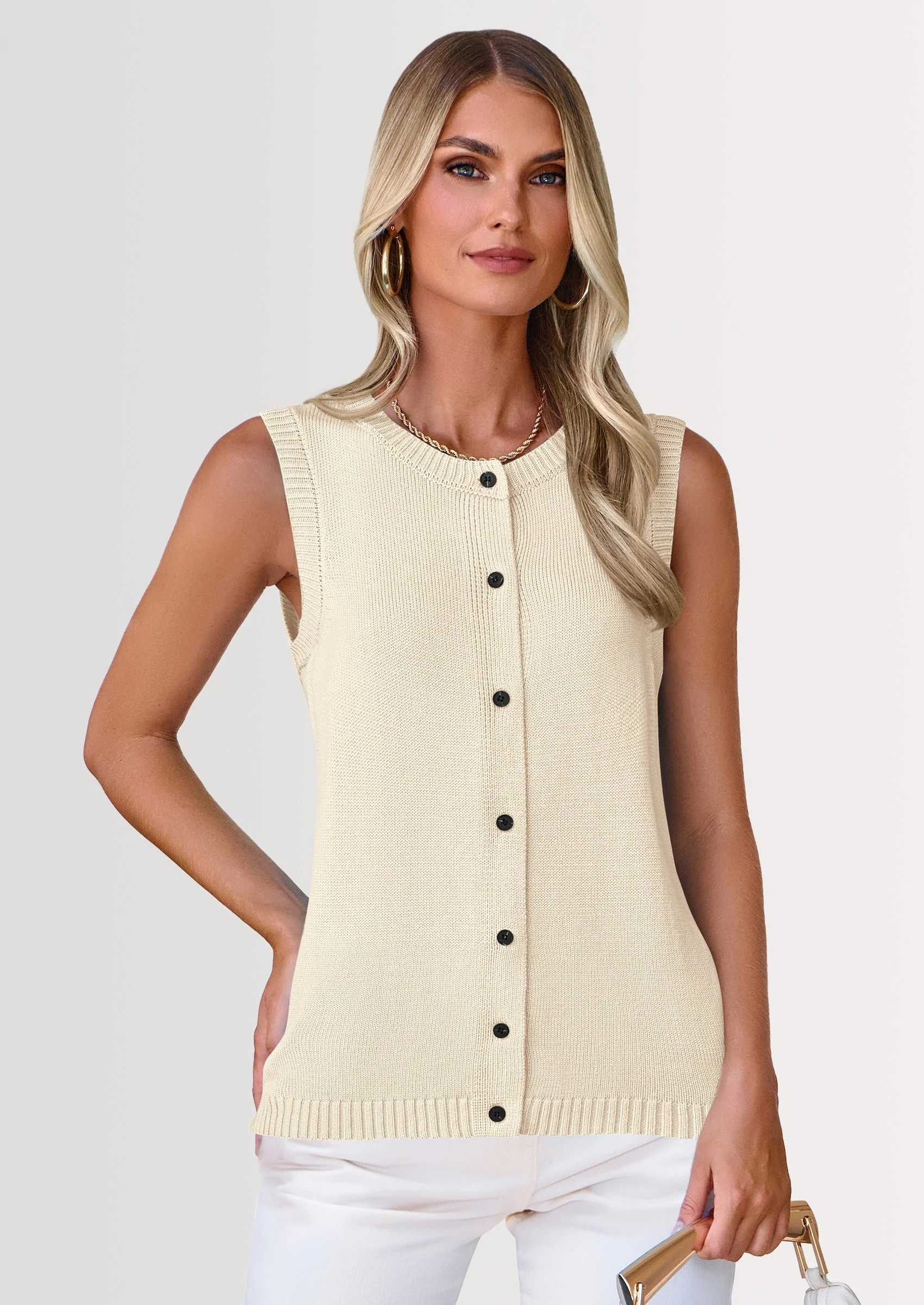 PRETTYGARDEN Sweater Vest Women Spring Summer Casual Lightweight Knit Sleeveless Button Down Tank Tops Trendy Clothes - Image 65