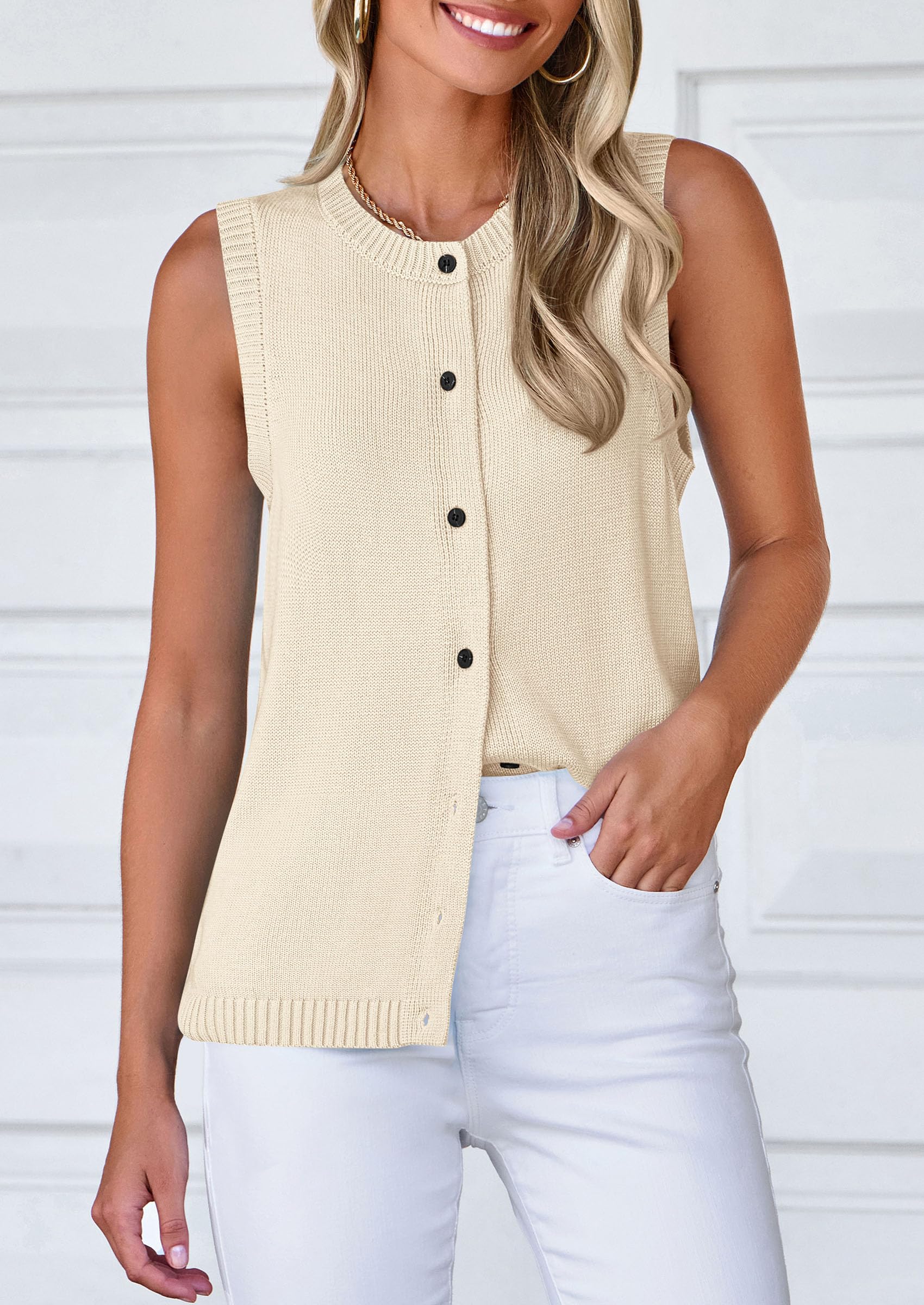 PRETTYGARDEN Sweater Vest Women Spring Summer Casual Lightweight Knit Sleeveless Button Down Tank Tops Trendy Clothes - Image 68