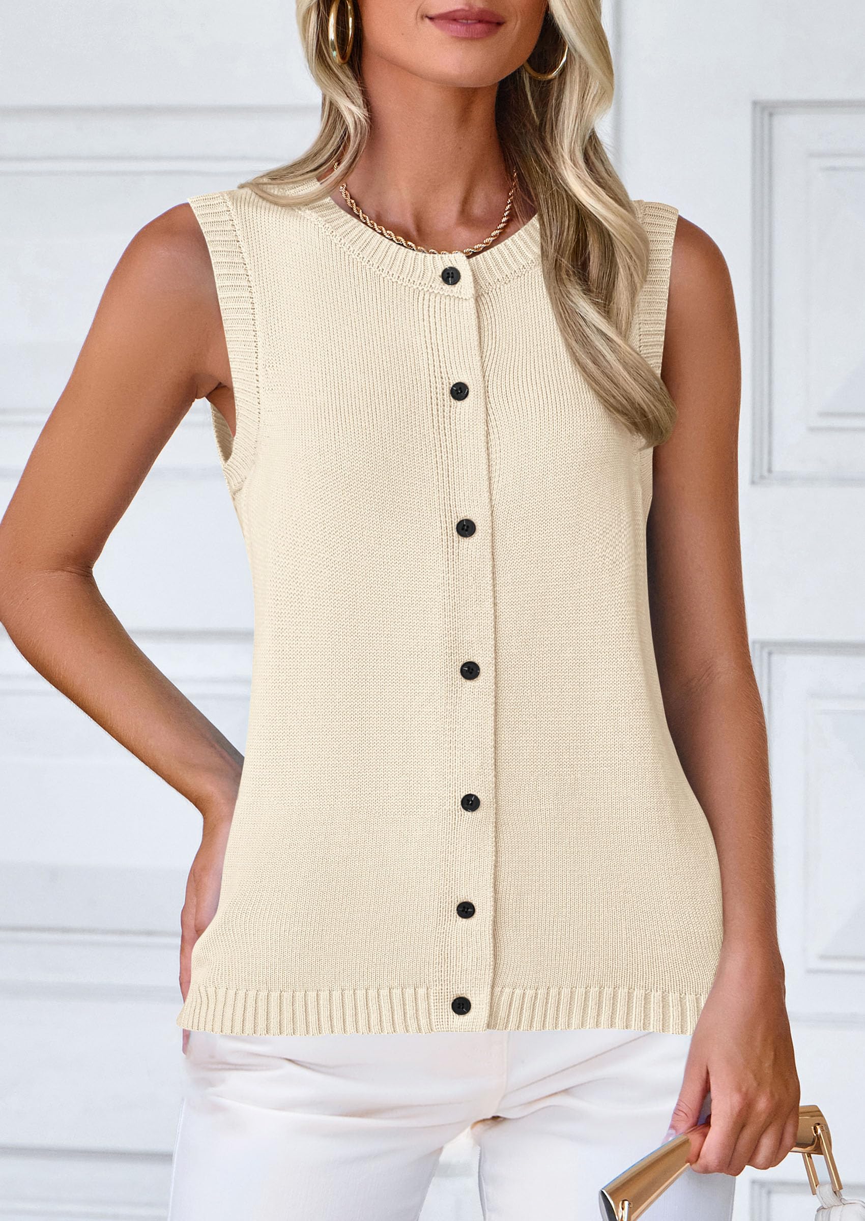 PRETTYGARDEN Sweater Vest Women Spring Summer Casual Lightweight Knit Sleeveless Button Down Tank Tops Trendy Clothes - Image 70