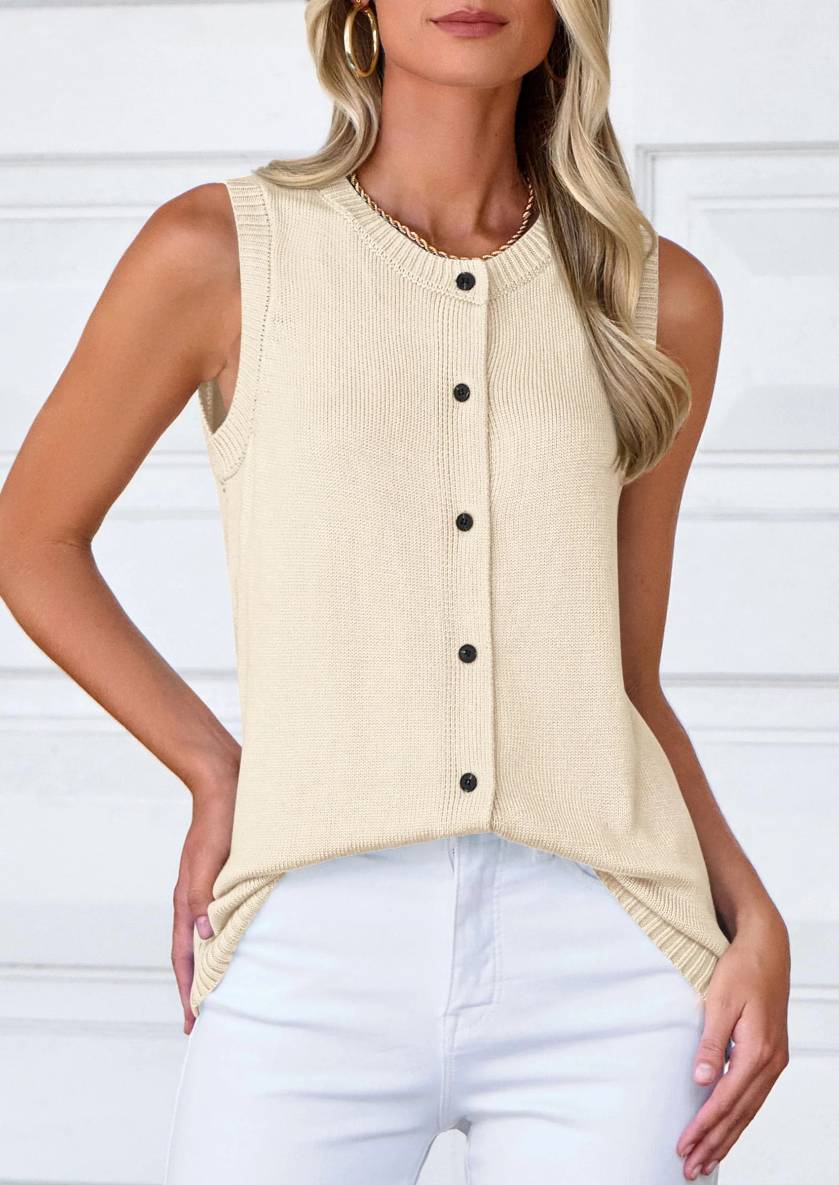 PRETTYGARDEN Sweater Vest Women Spring Summer Casual Lightweight Knit Sleeveless Button Down Tank Tops Trendy Clothes - Image 71