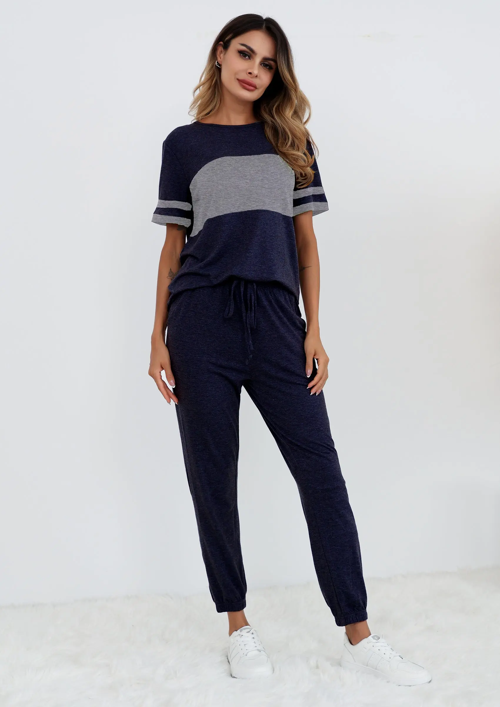 PRETTYGARDEN Women's Two Piece Lounge Sets Spring Summer Jogger Pants Vacation Outfits Travel Airplane Matching Clothes - Image 13