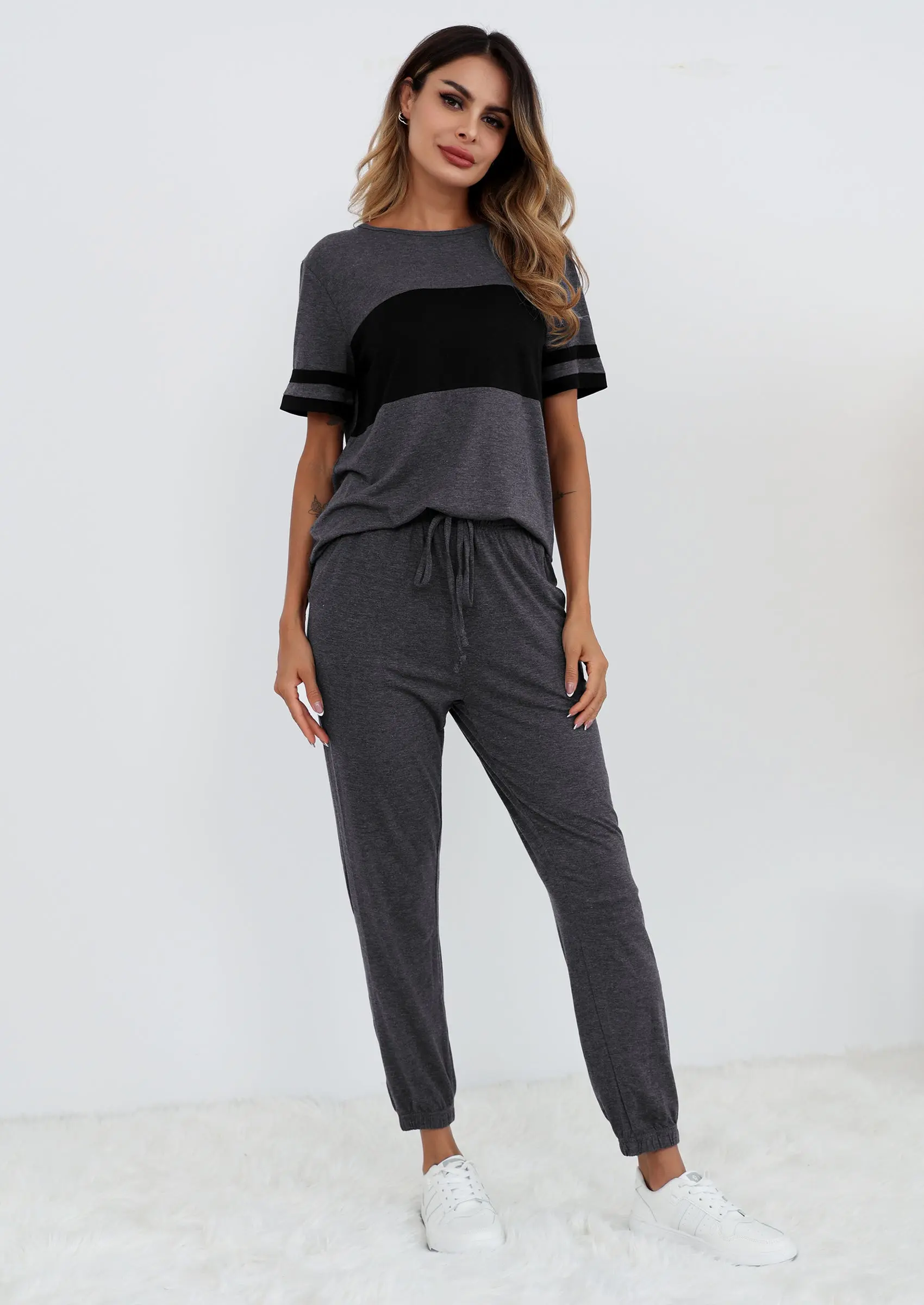 PRETTYGARDEN Women's Two Piece Lounge Sets Spring Summer Jogger Pants Vacation Outfits Travel Airplane Matching Clothes - Image 17