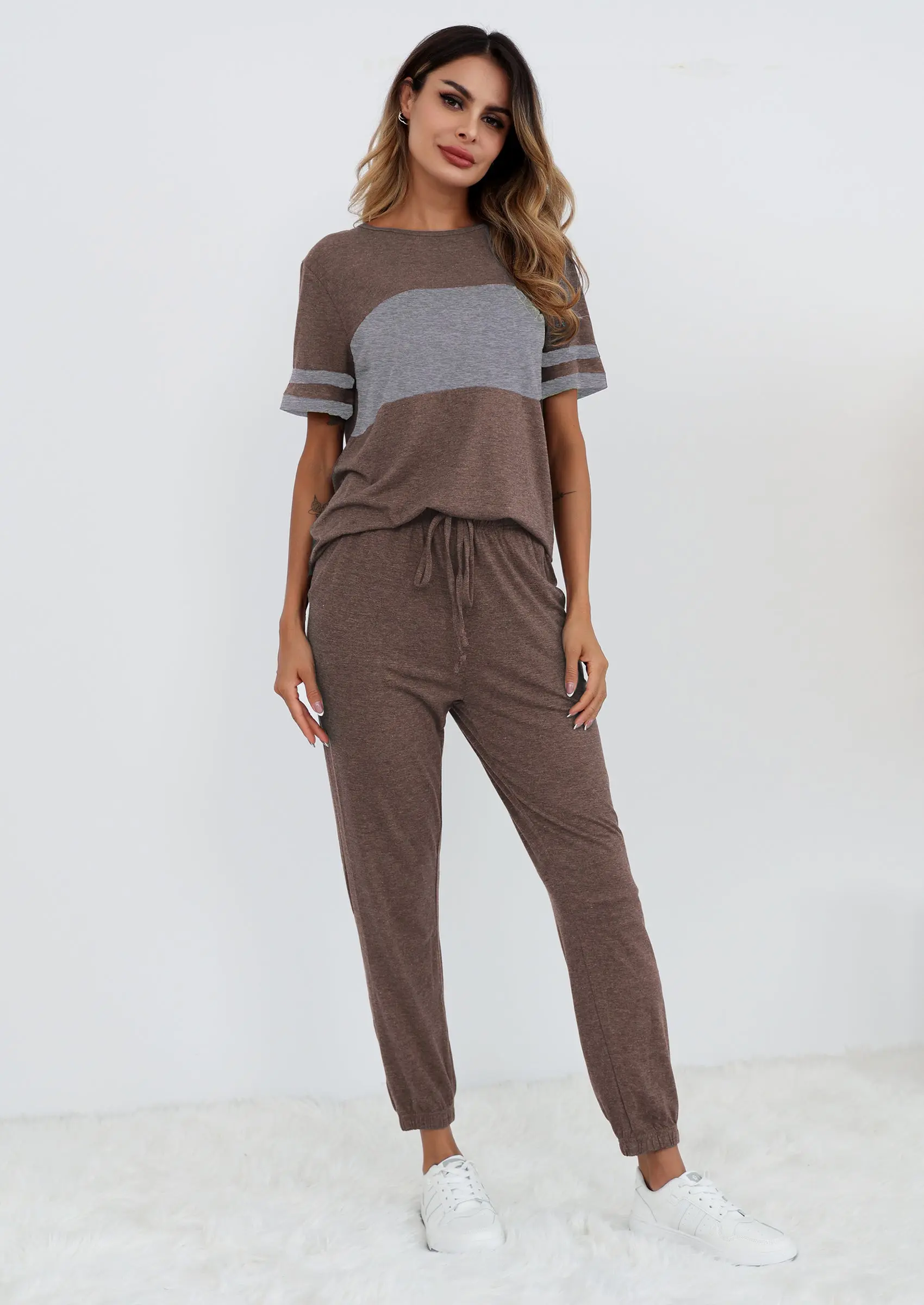 PRETTYGARDEN Women's Two Piece Lounge Sets Spring Summer Jogger Pants Vacation Outfits Travel Airplane Matching Clothes - Image 21