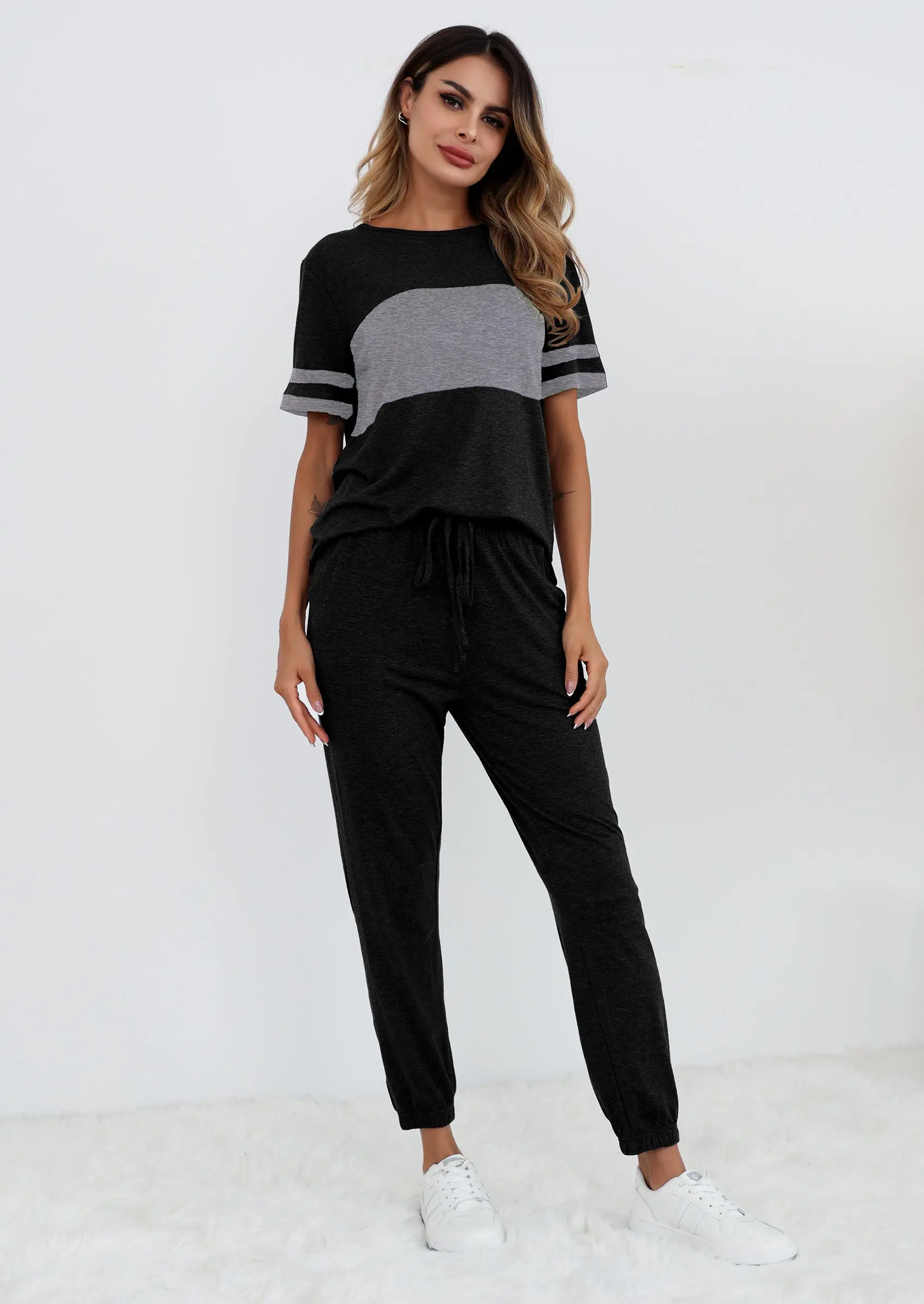 PRETTYGARDEN Women's Two Piece Lounge Sets Spring Summer Jogger Pants Vacation Outfits Travel Airplane Matching Clothes - Image 5