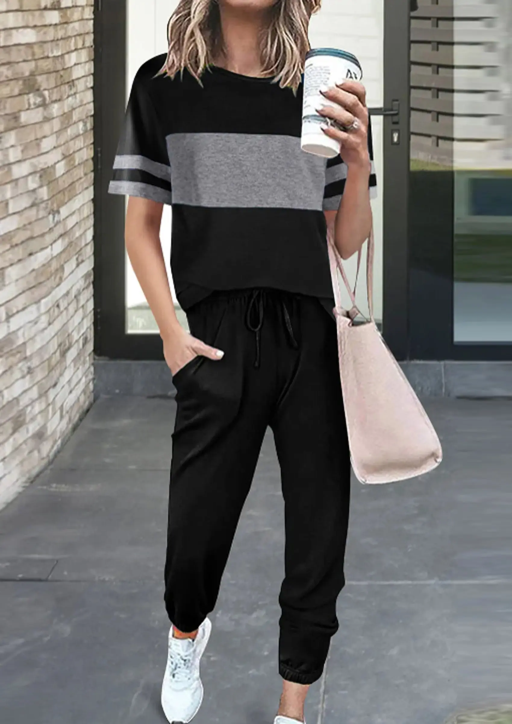 PRETTYGARDEN Women's Two Piece Lounge Sets Spring Summer Jogger Pants Vacation Outfits Travel Airplane Matching Clothes - Image 6