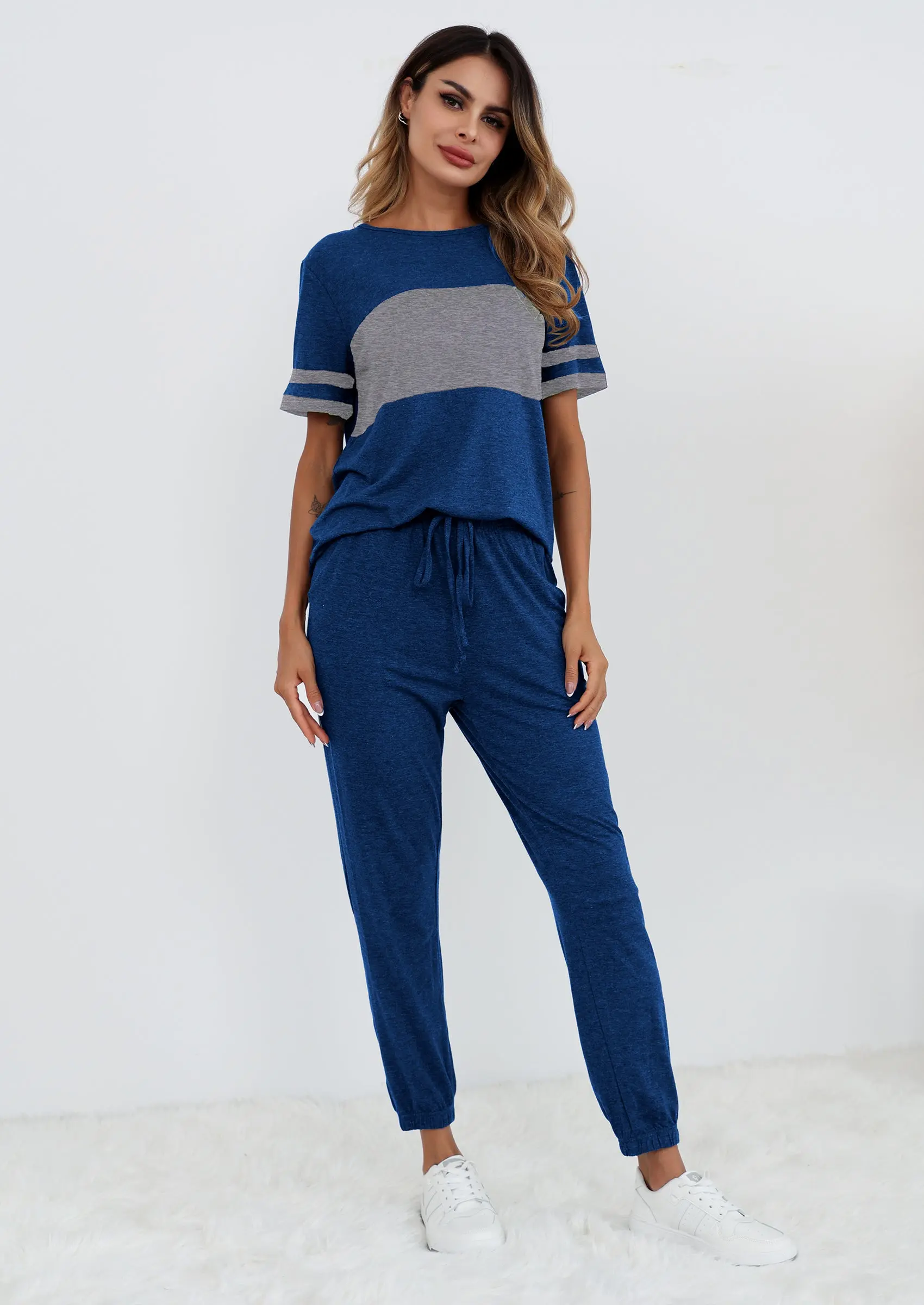 PRETTYGARDEN Women's Two Piece Lounge Sets Spring Summer Jogger Pants Vacation Outfits Travel Airplane Matching Clothes - Image 9