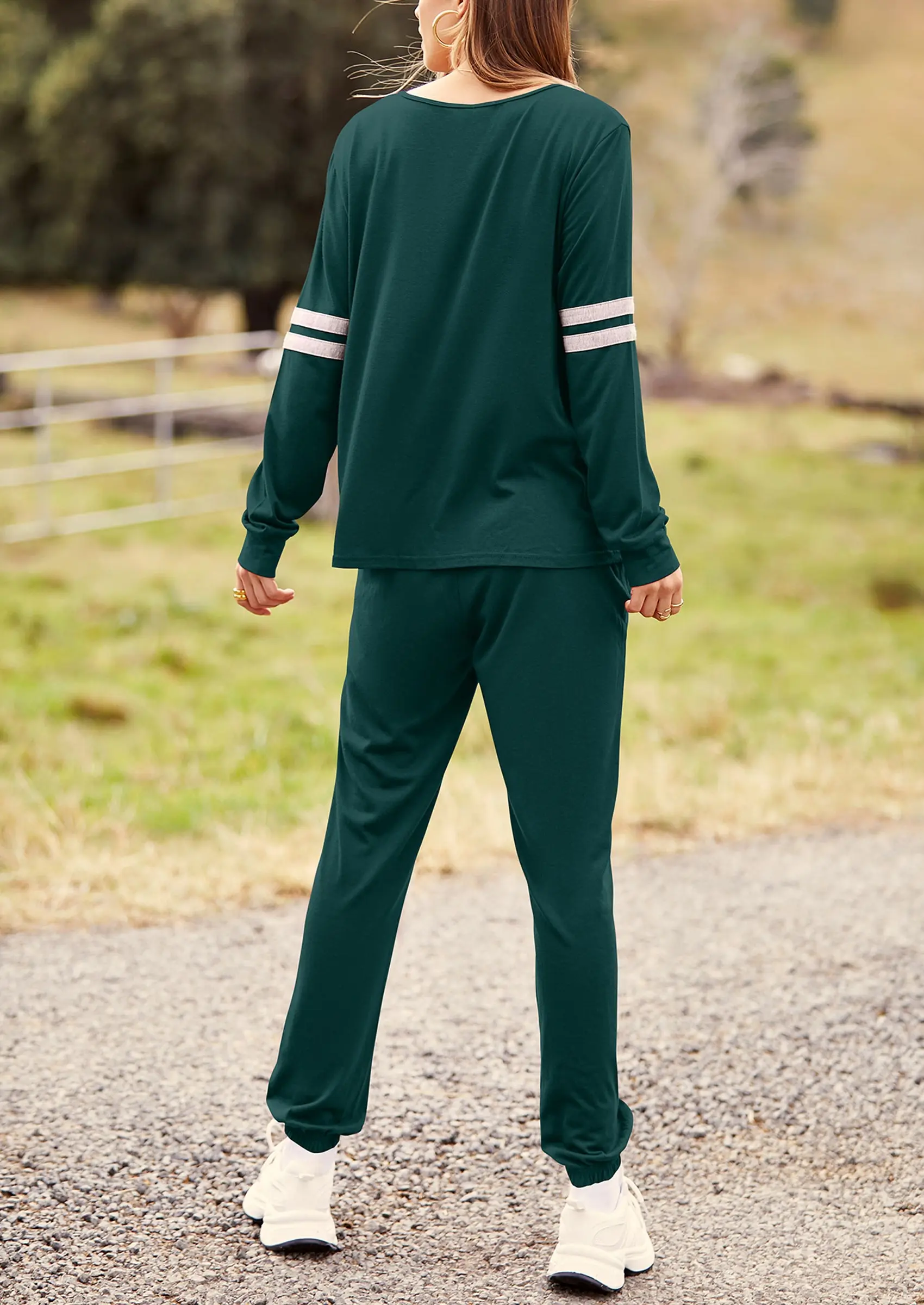 PRETTYGARDEN Women's Color Block 2 Piece Spring Tracksuit Crewneck Long Sleeve Tops Long Sweatpants Outfits Lounge Sets - Image 10