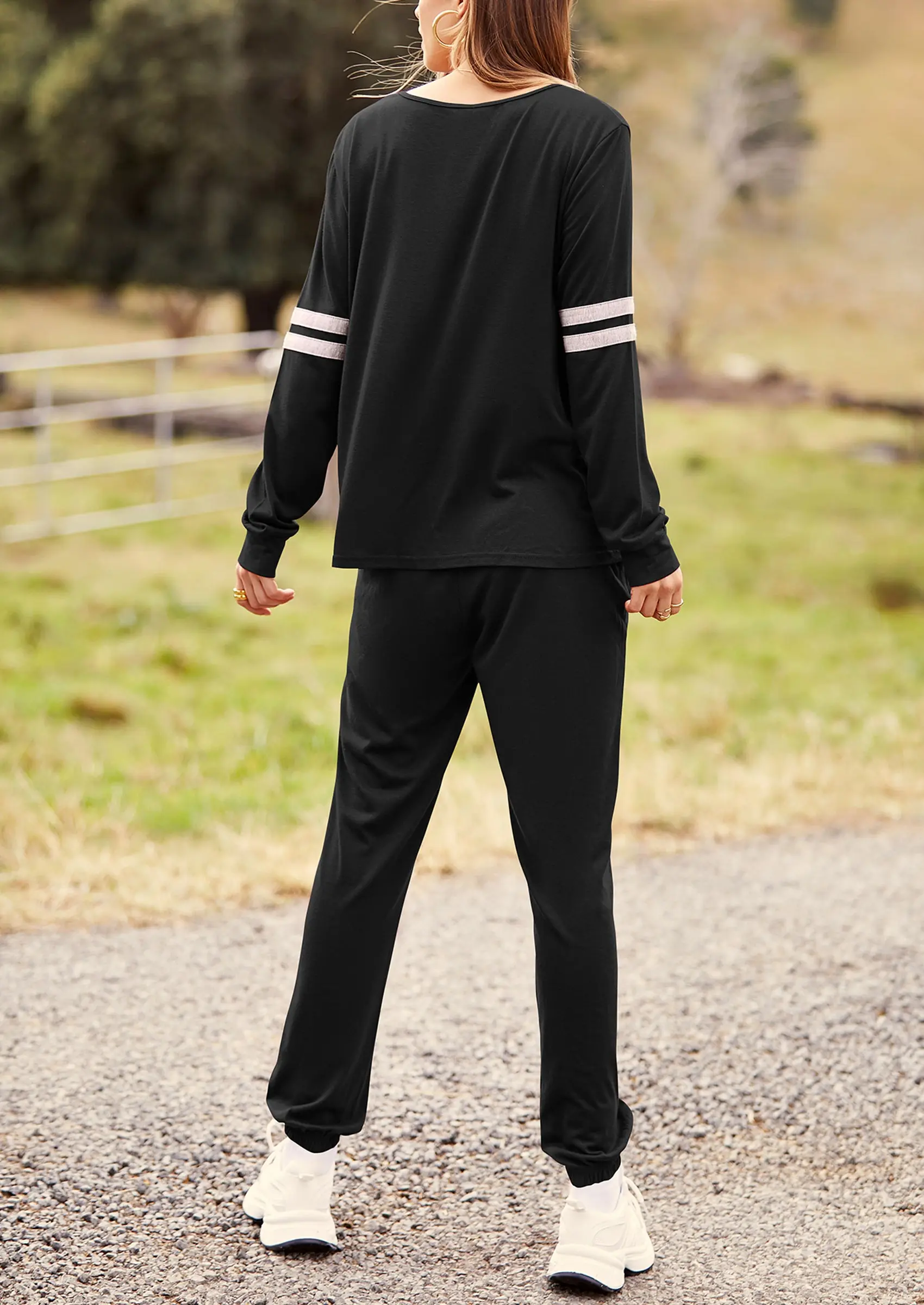 PRETTYGARDEN Women's Color Block 2 Piece Spring Tracksuit Crewneck Long Sleeve Tops Long Sweatpants Outfits Lounge Sets - Image 17