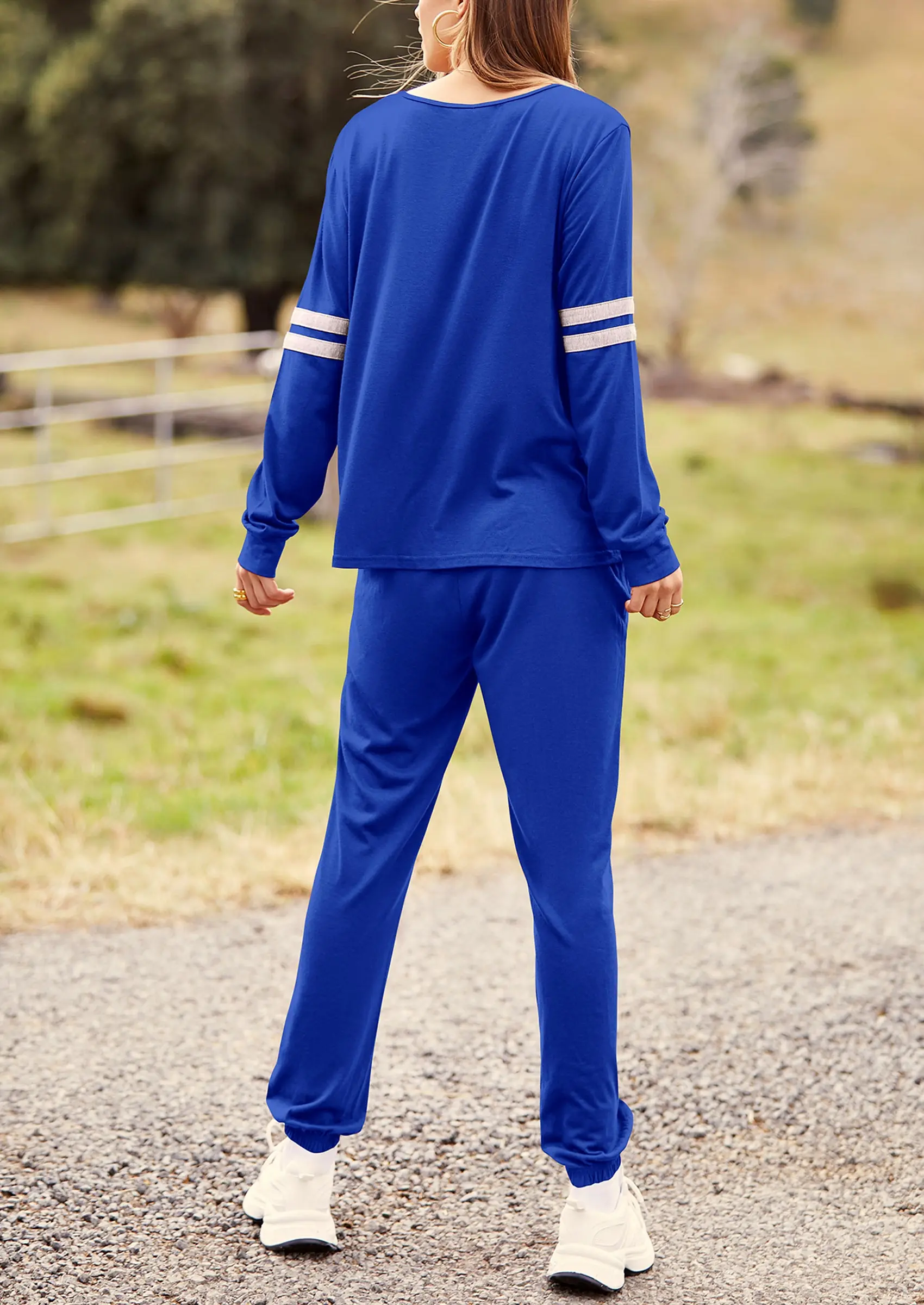 PRETTYGARDEN Women's Color Block 2 Piece Spring Tracksuit Crewneck Long Sleeve Tops Long Sweatpants Outfits Lounge Sets - Image 31