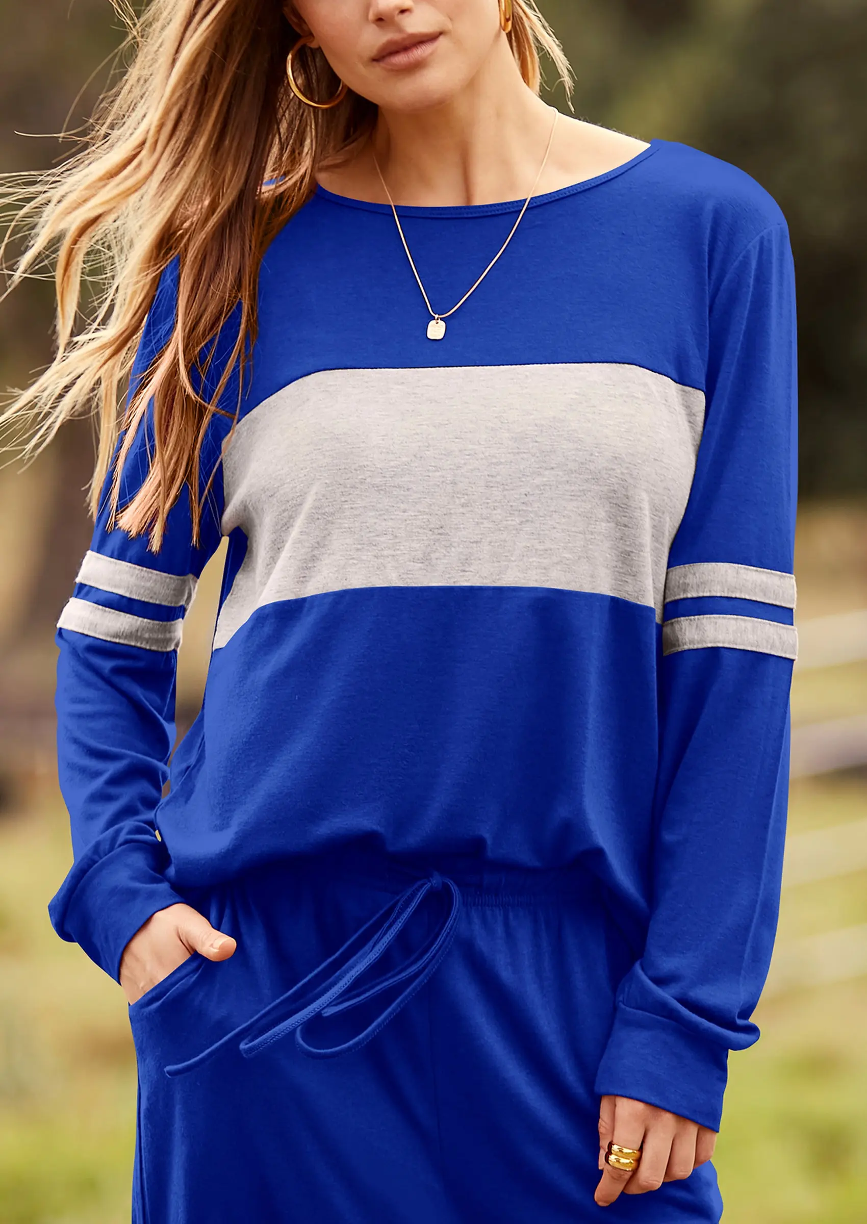 PRETTYGARDEN Women's Color Block 2 Piece Spring Tracksuit Crewneck Long Sleeve Tops Long Sweatpants Outfits Lounge Sets - Image 34