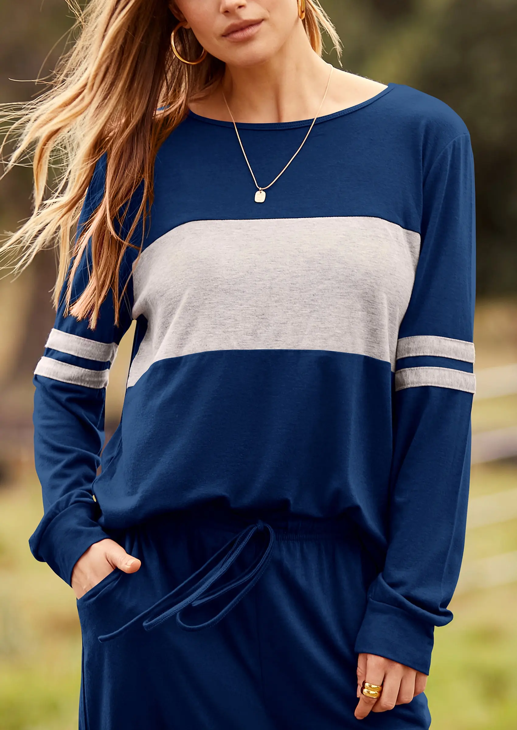 PRETTYGARDEN Women's Color Block 2 Piece Spring Tracksuit Crewneck Long Sleeve Tops Long Sweatpants Outfits Lounge Sets - Image 40