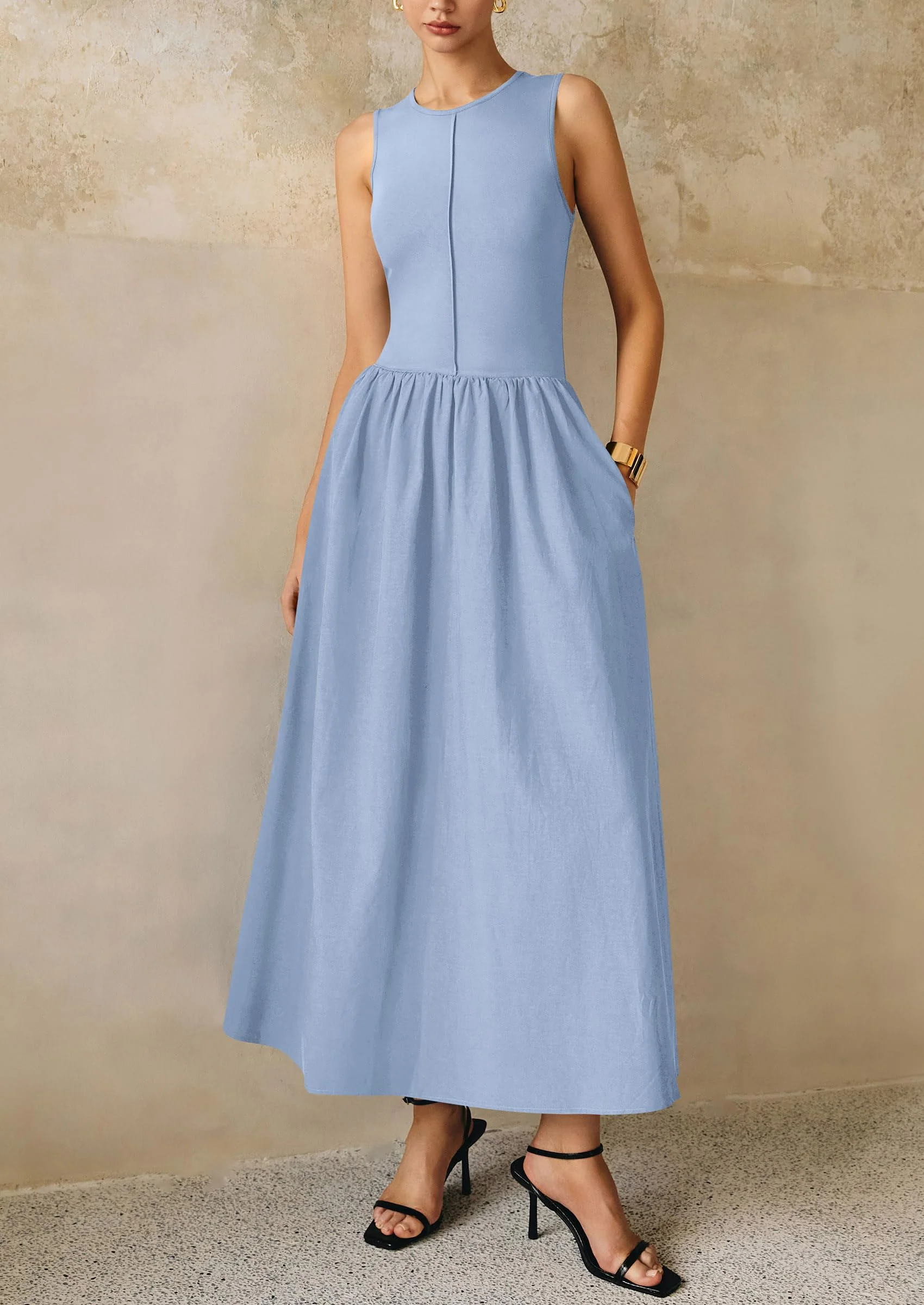 PRETTYGARDEN Women Maxi Dresses Casual Sleeveless Patchwork Knit Tank Dress Flowy Beach Sundress Long Dress - Image 4