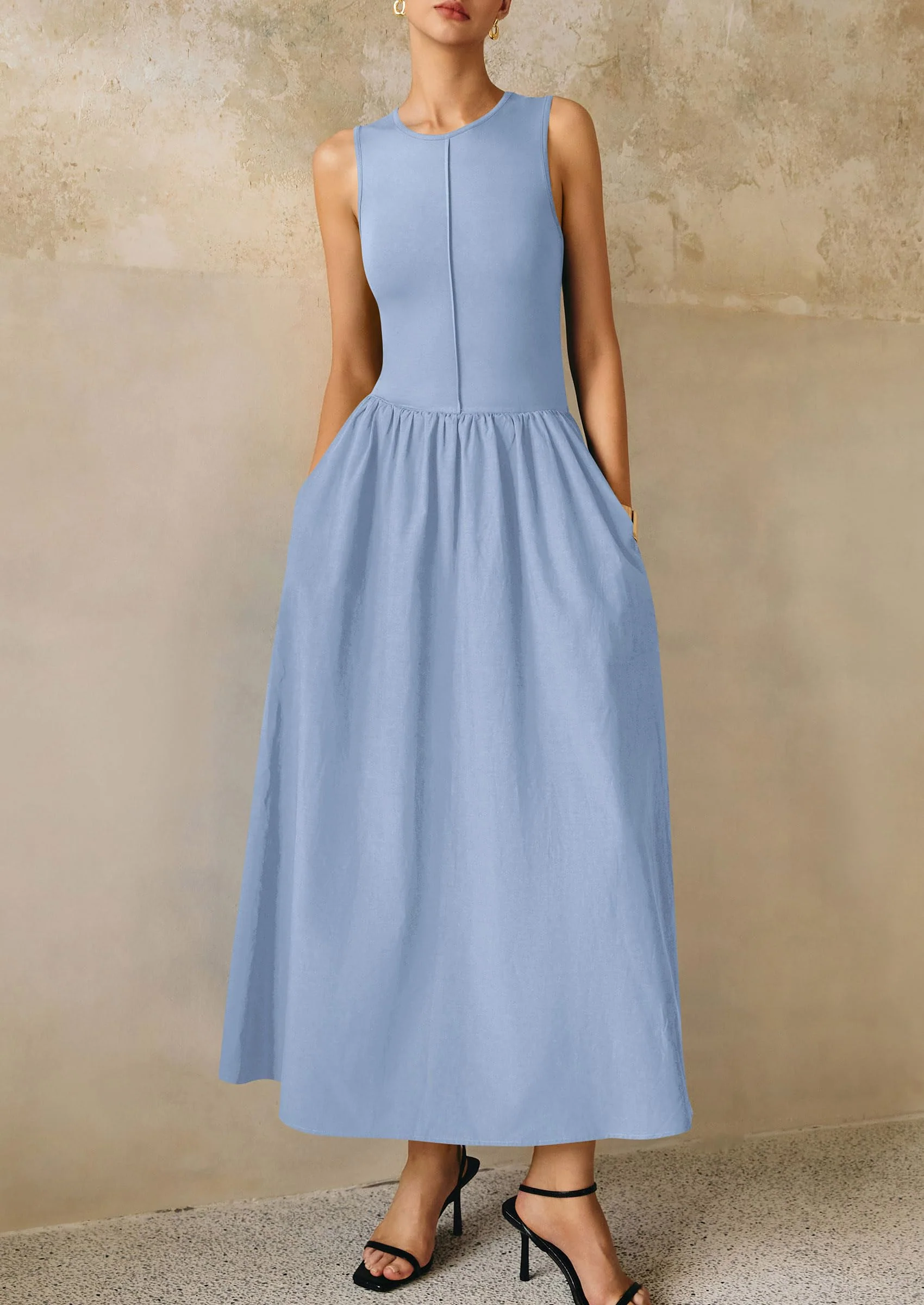 PRETTYGARDEN Women Maxi Dresses Casual Sleeveless Patchwork Knit Tank Dress Flowy Beach Sundress Long Dress - Image 5