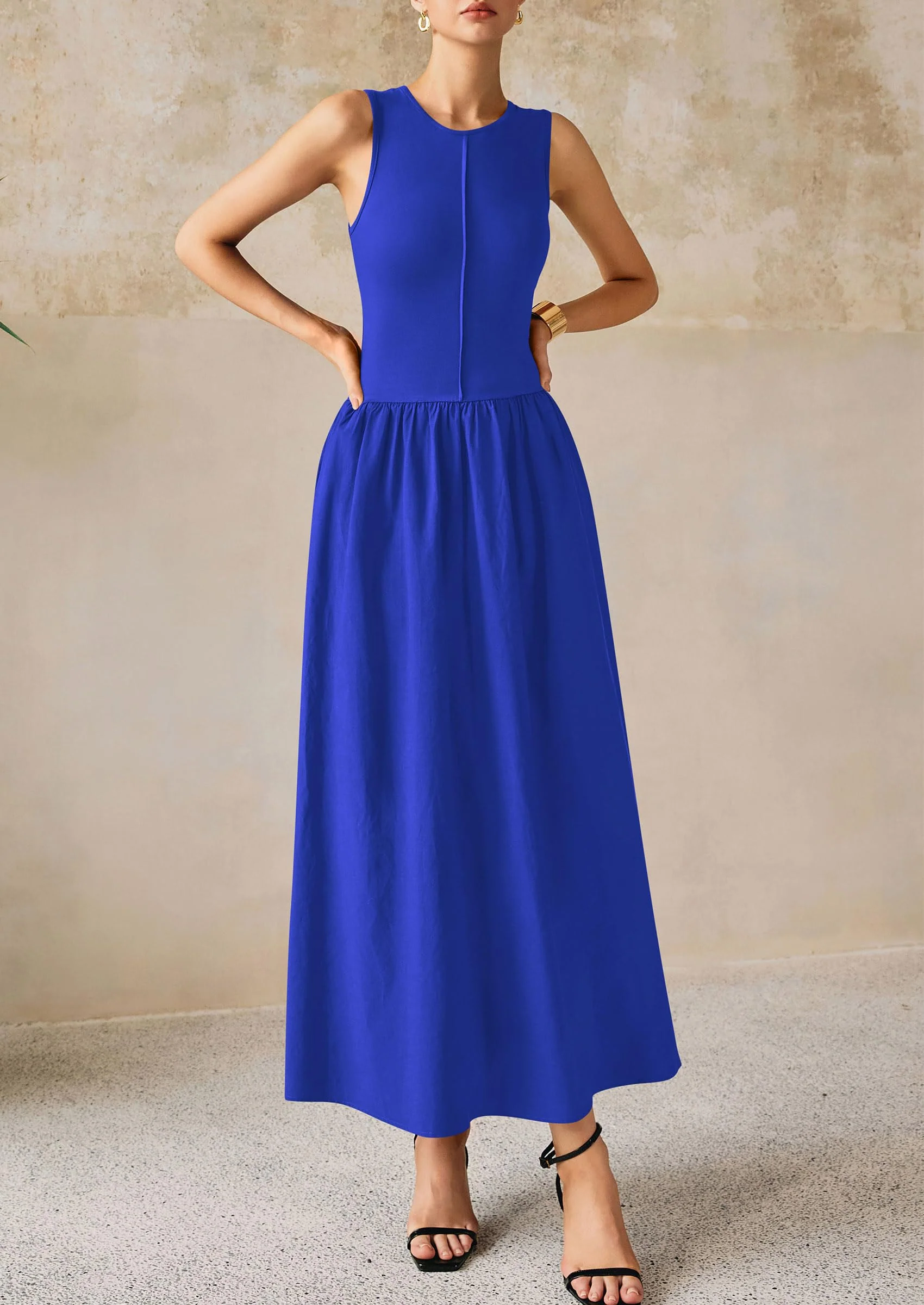 PRETTYGARDEN Women Maxi Dresses Casual Sleeveless Patchwork Knit Tank Dress Flowy Beach Sundress Long Dress - Image 51